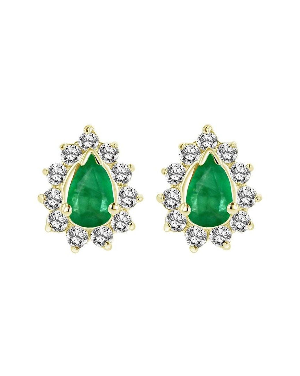 LEVARON Green 14K 0.70 Ct. Tw. Diamond & Emerald Earrings