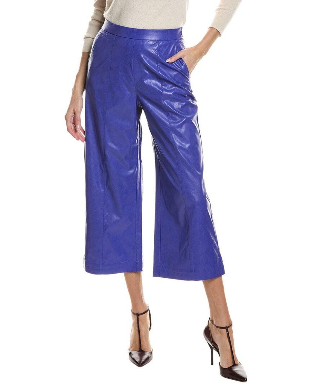 tyler boe Blue Payton Vegan Leather Crop Pant