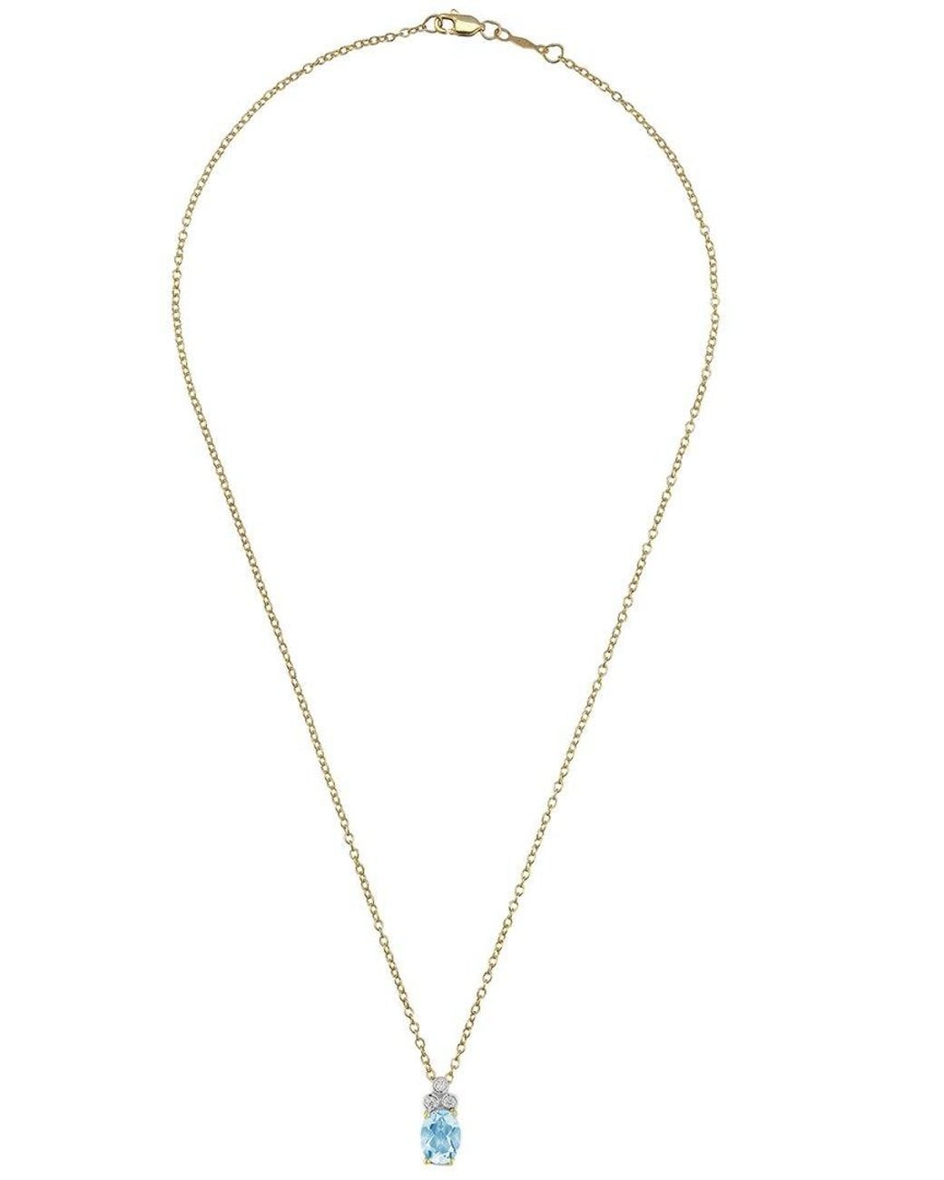 Reiss 14k 1.55 Ct. Tw. Diamond & Blue Topaz Necklace