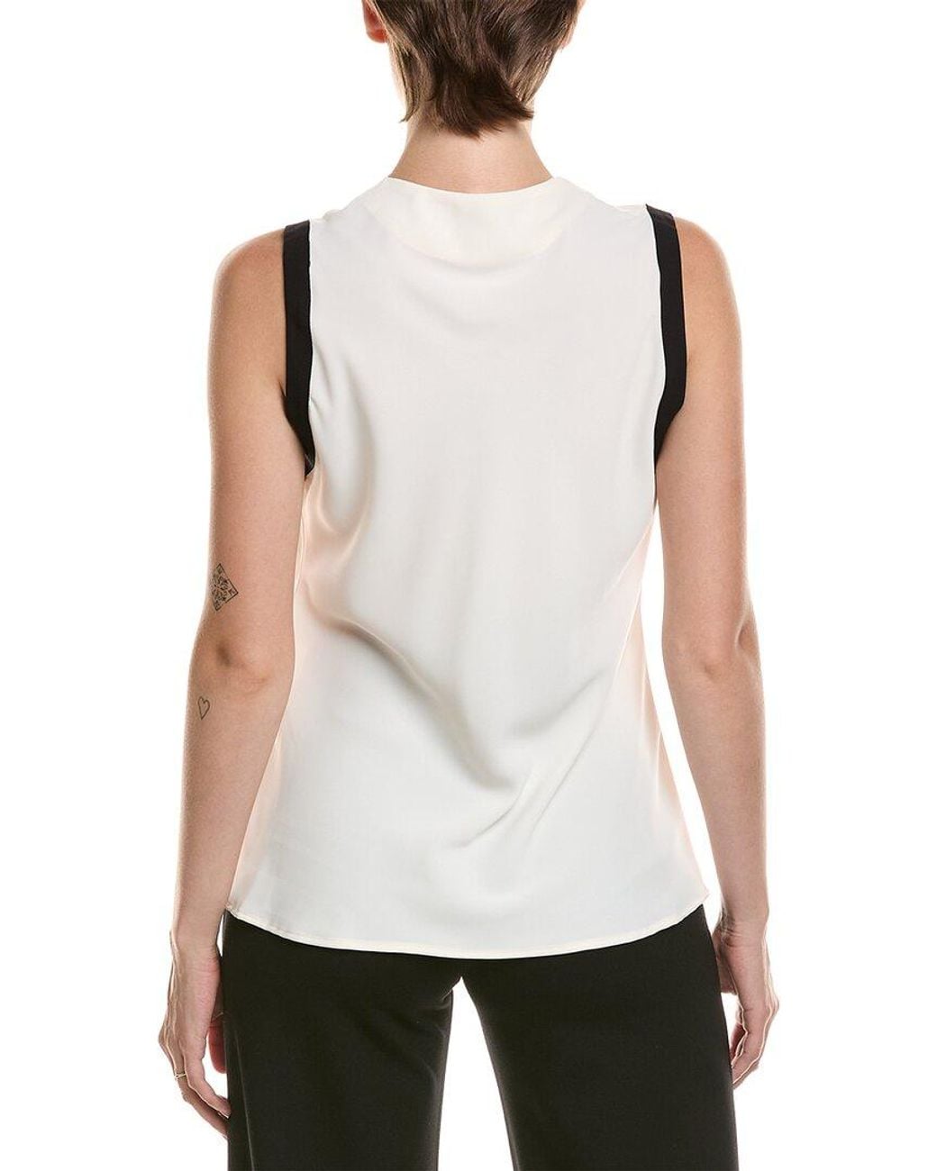 Anne Klein White Cowl Neck Framing Top
