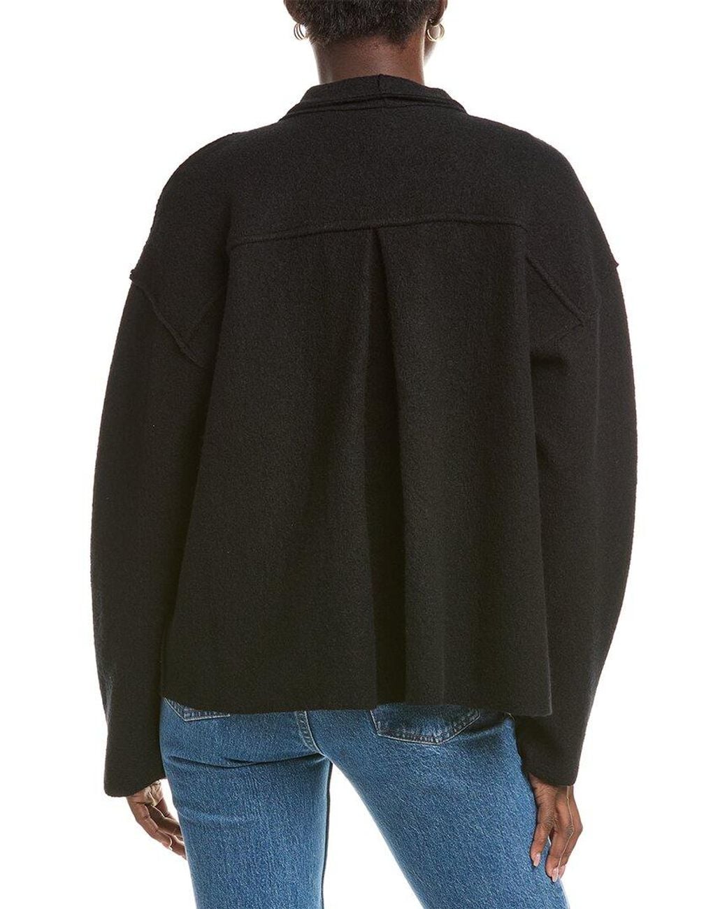 Eileen Fisher Black High Collar Wool Jacket
