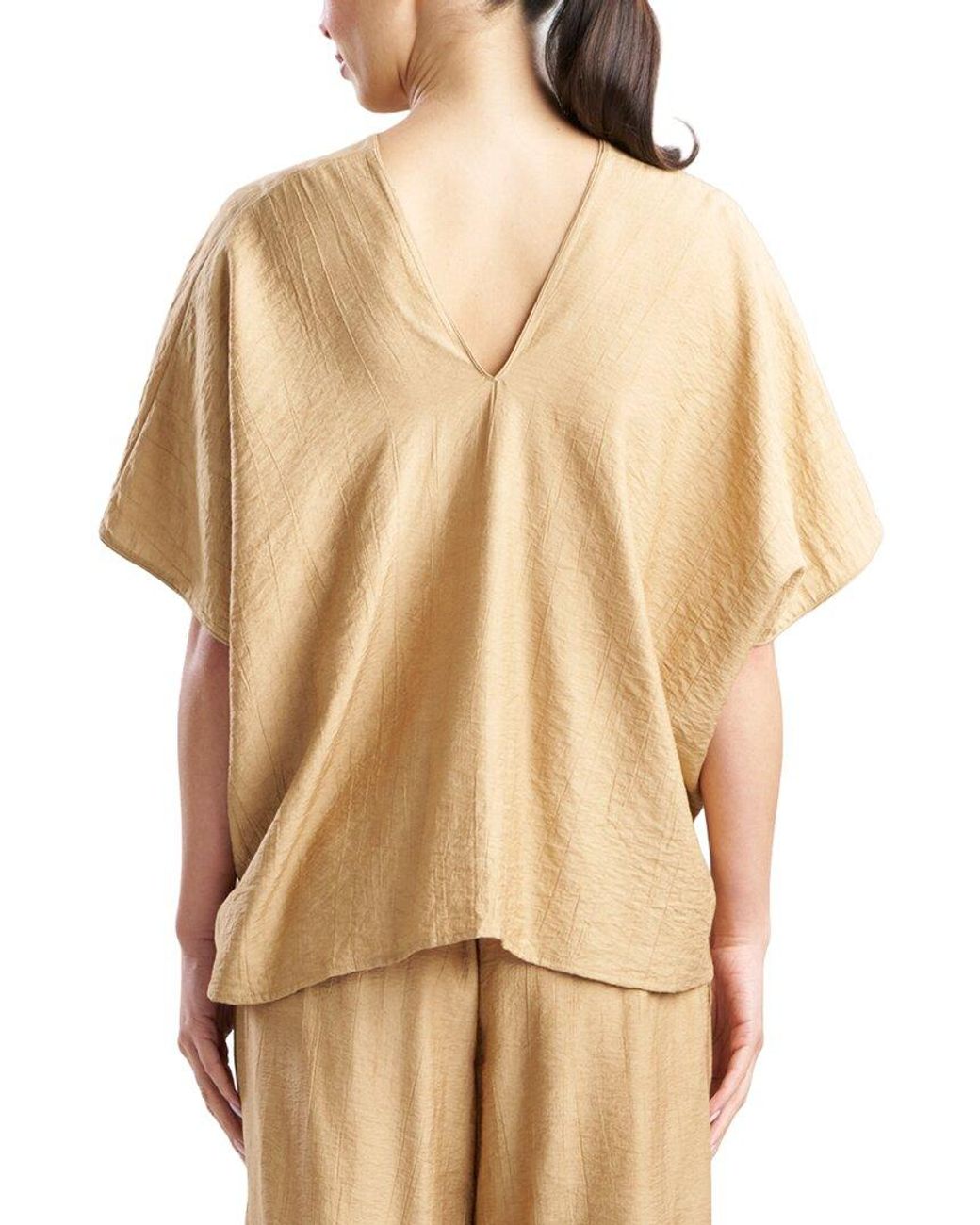 Natori Natural Terra Foil Crinkle Caftan Shirt