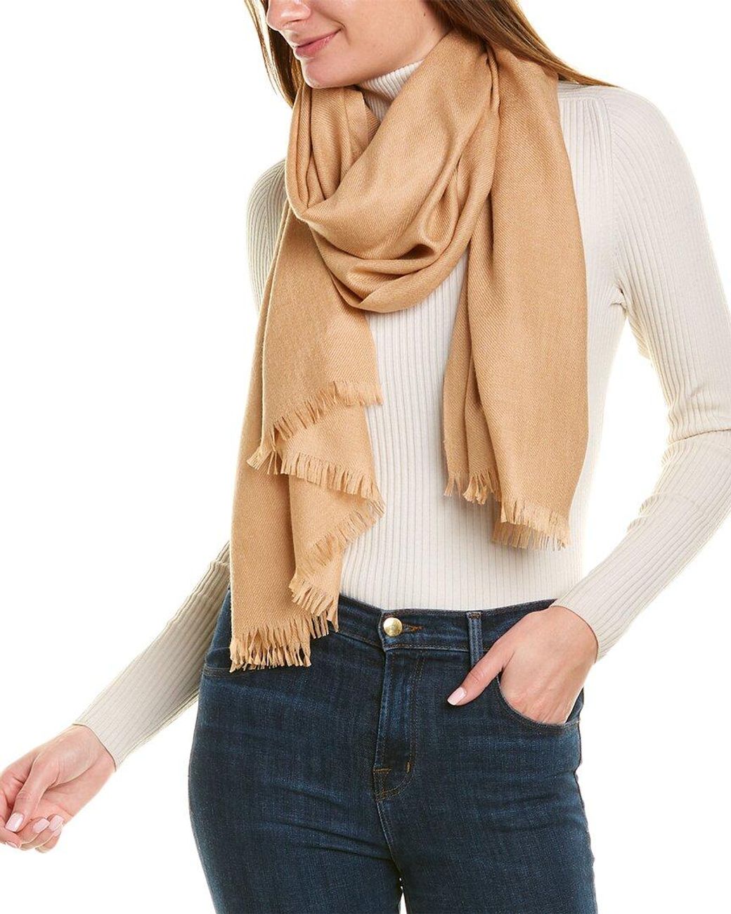 Amicale Cashmere Blue Solid Cashmere & Wool-Blend Wrap