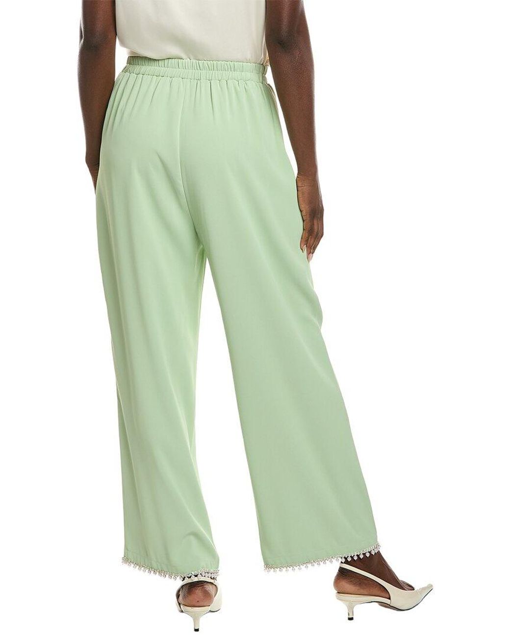 Gracia Green Embellished Hem Pant