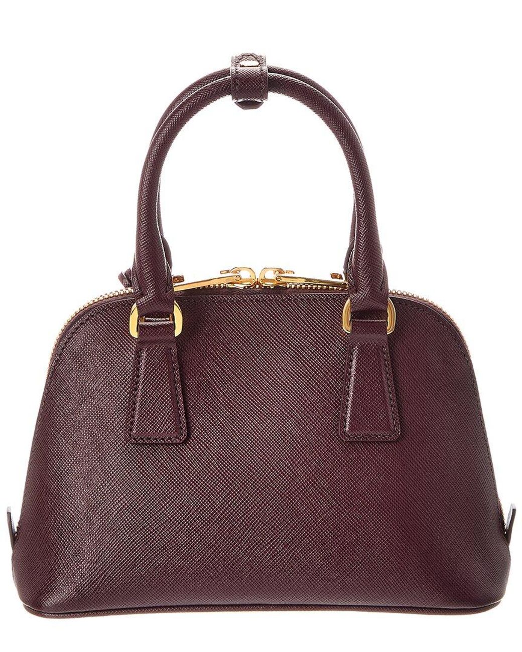 Prada Purple Logo Mini Leather Satchel