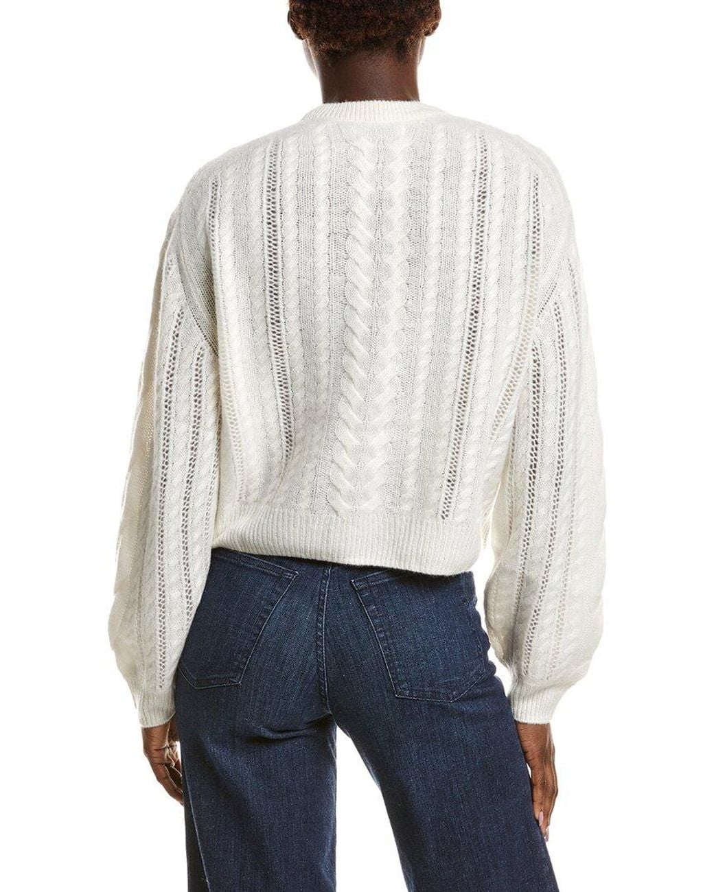 NAADAM White Airy Cable Crewneck 100% Cashmere Sweater