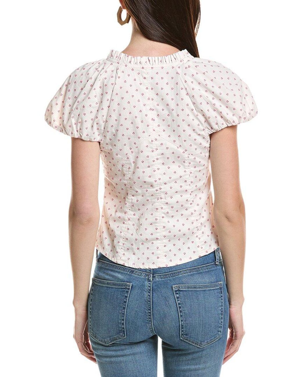 Free People Blue Summer Printed Blouse