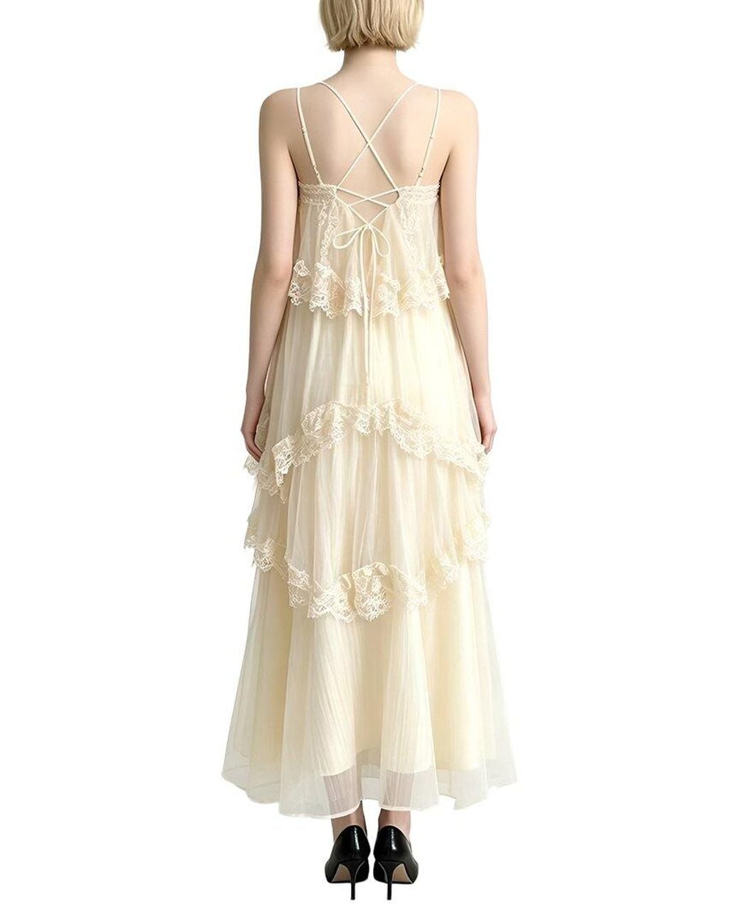 Linda Charm Natural Sleeveless Maxi Dress