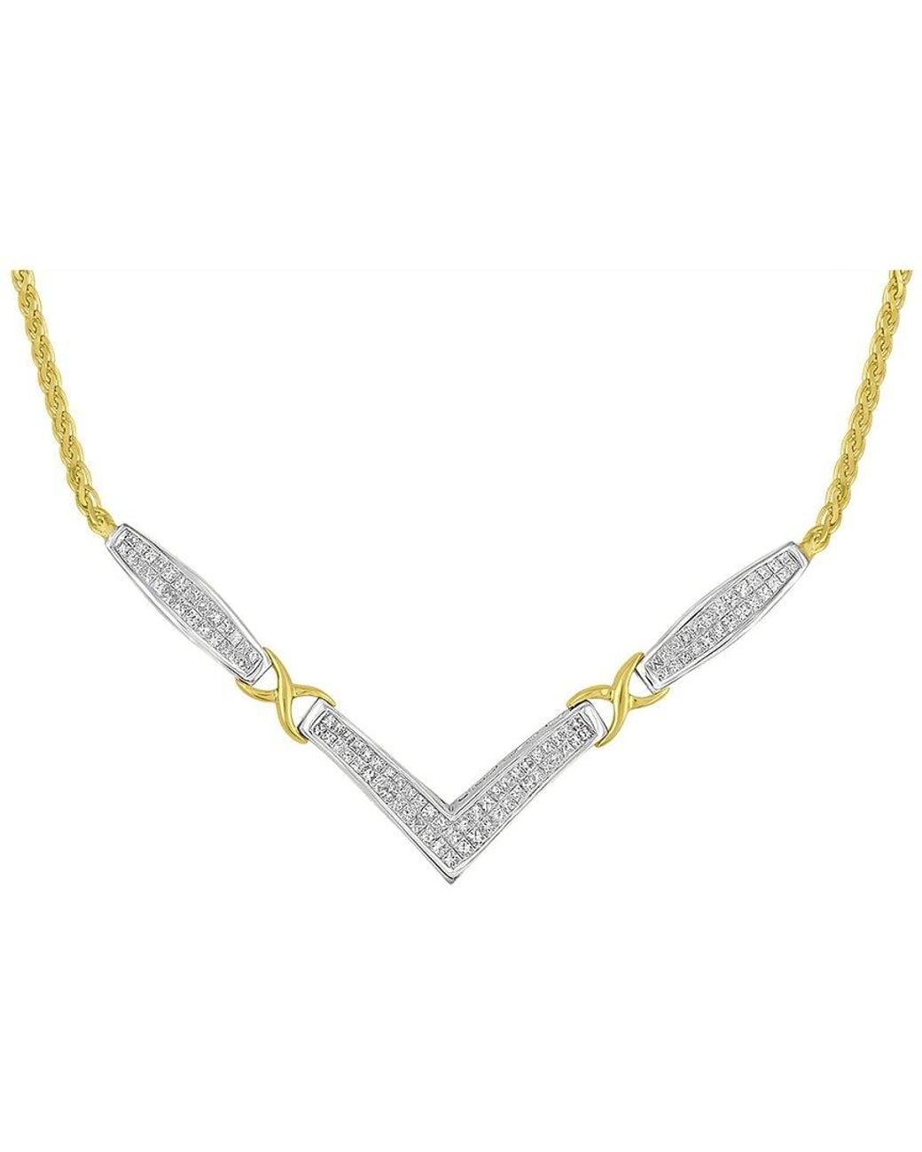 Haus of Brilliance Metallic 14K 2.00 Ct. Tw. Diamond Statement Necklace