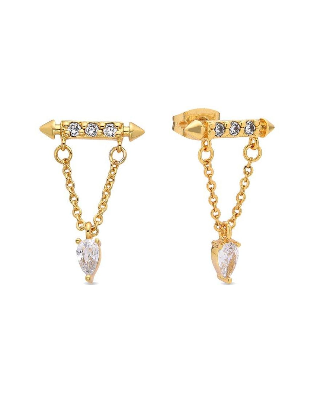Eye Candy LA Metallic Cz Drop Earrings