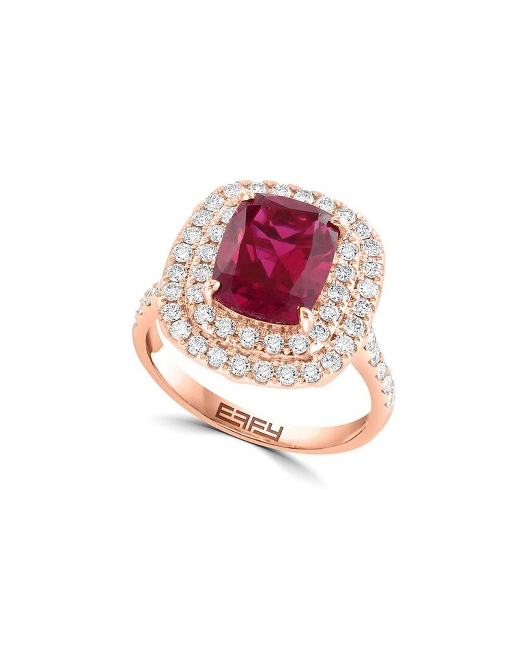 Effy Fine Jewelry Pink 14K 4.44 Ct. Tw. Lab-Grown Diamond & Lab-Grown Ruby Ring