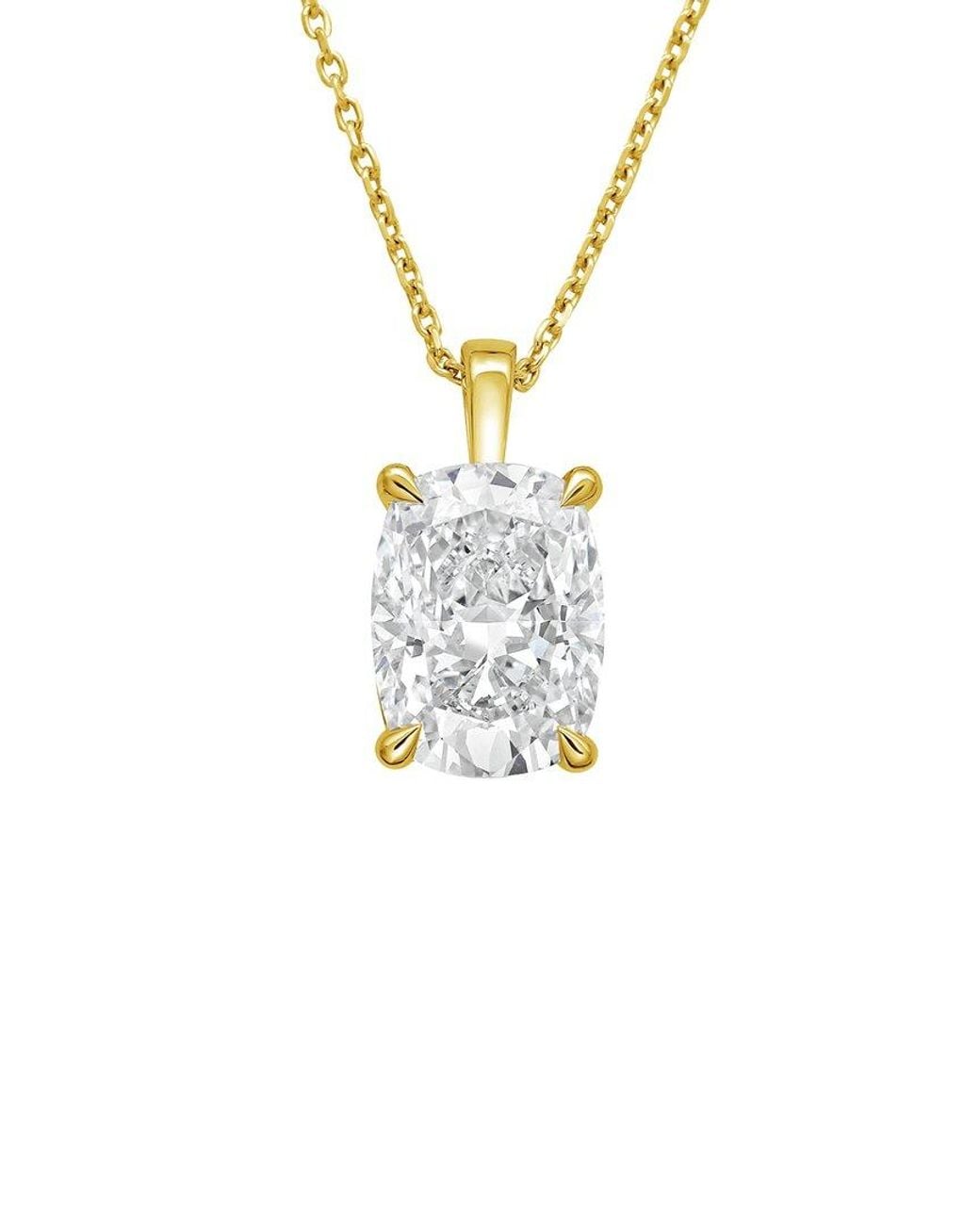 Diana M White 14K 12.00 Ct. Tw. Lab-Grown Diamond Solitaire Pendant