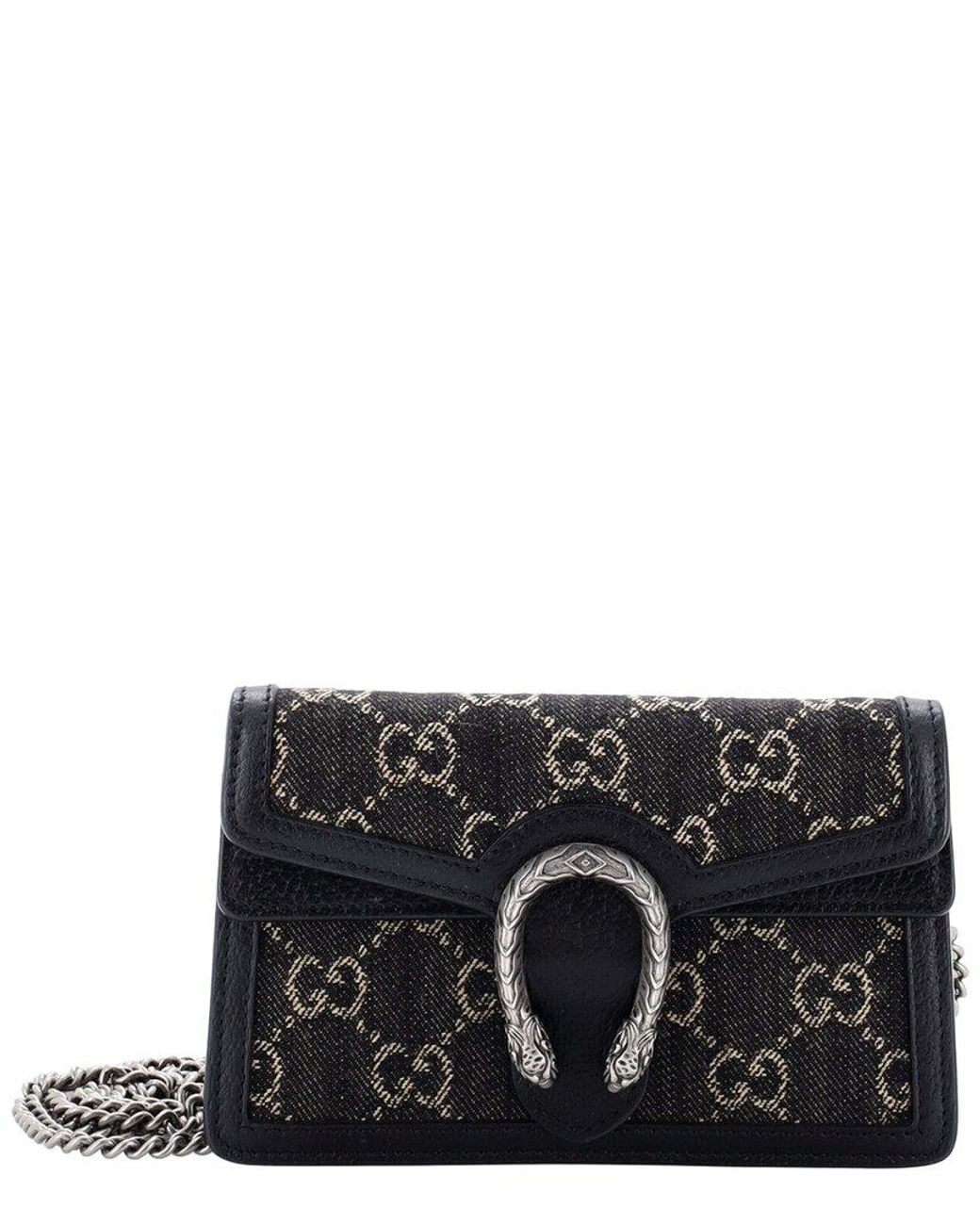 Gucci Black Gg Denim Dionysus Bag Gg Denim Super Mini (Authentic Pre-Loved)