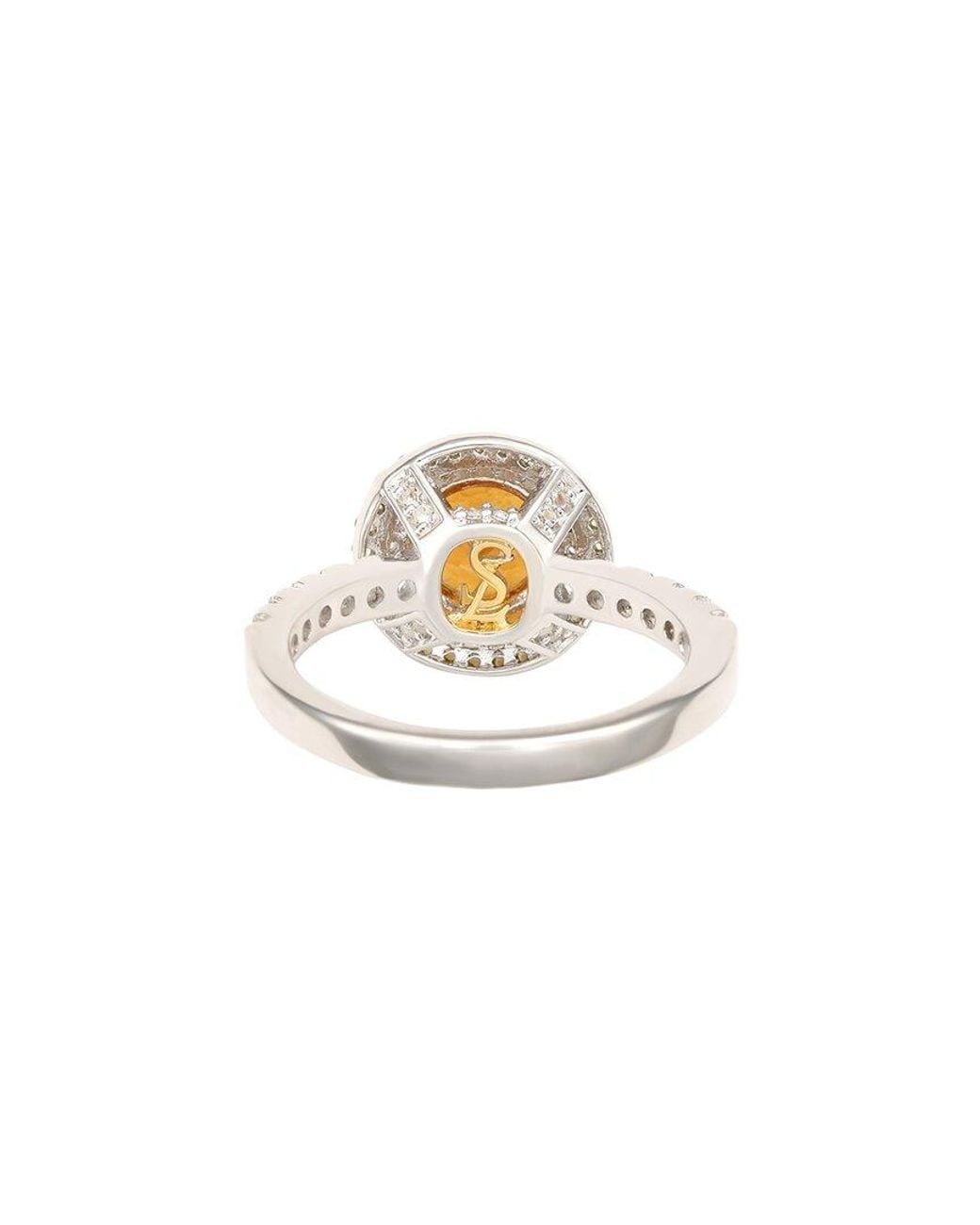 Suzy Levian White 0.02 Ct. Tw. Diamond & Gemstone Double Halo Ring