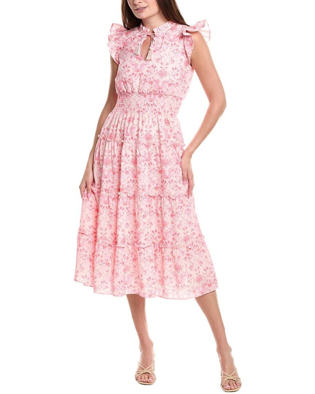 Sail To Sable Pink Smocked Waist Midi Dress
