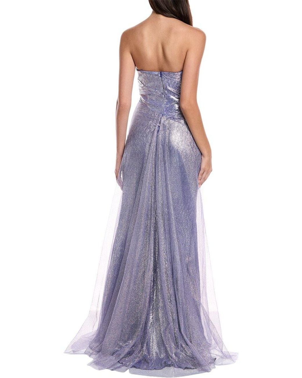 Rene Ruiz Purple Metallic Tulle Gown