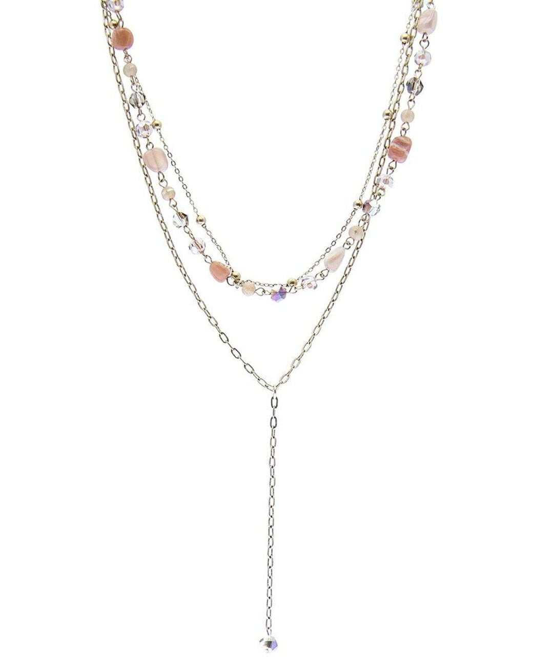 Saachi White Rose Quartz Layer Cake Necklace