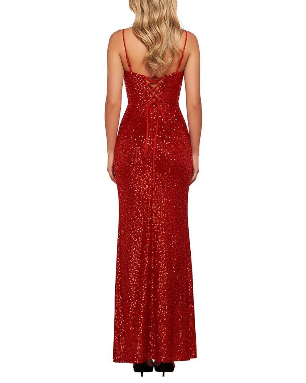 Vincent Red Sleeveless Embellished Maxi Dress
