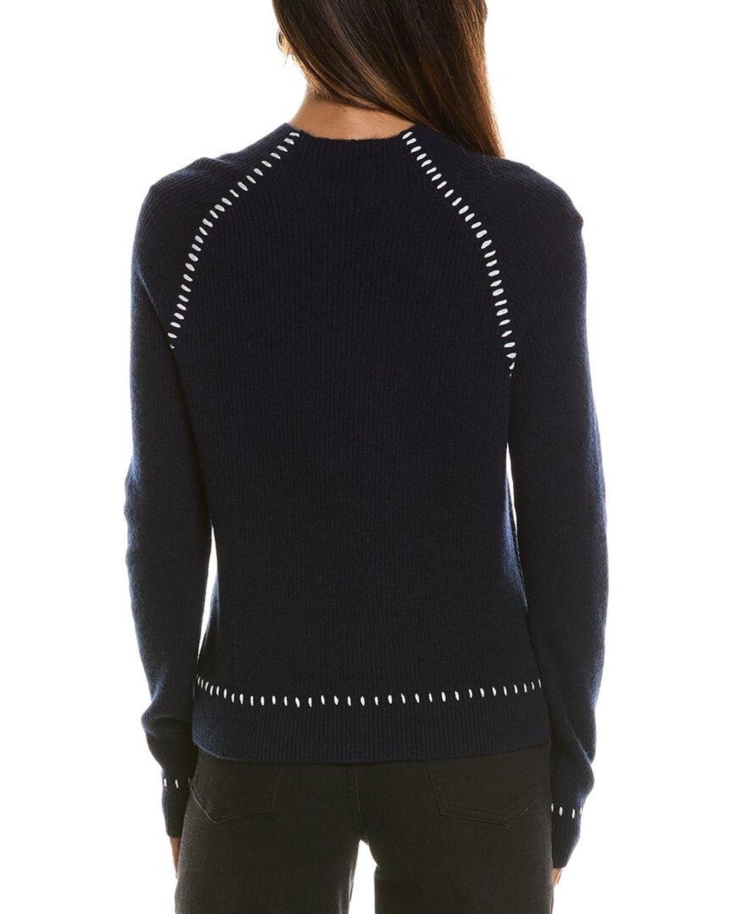 Bruno Magli Black Shaker Funnel Neck Wool & Cashmere-Blend Sweater
