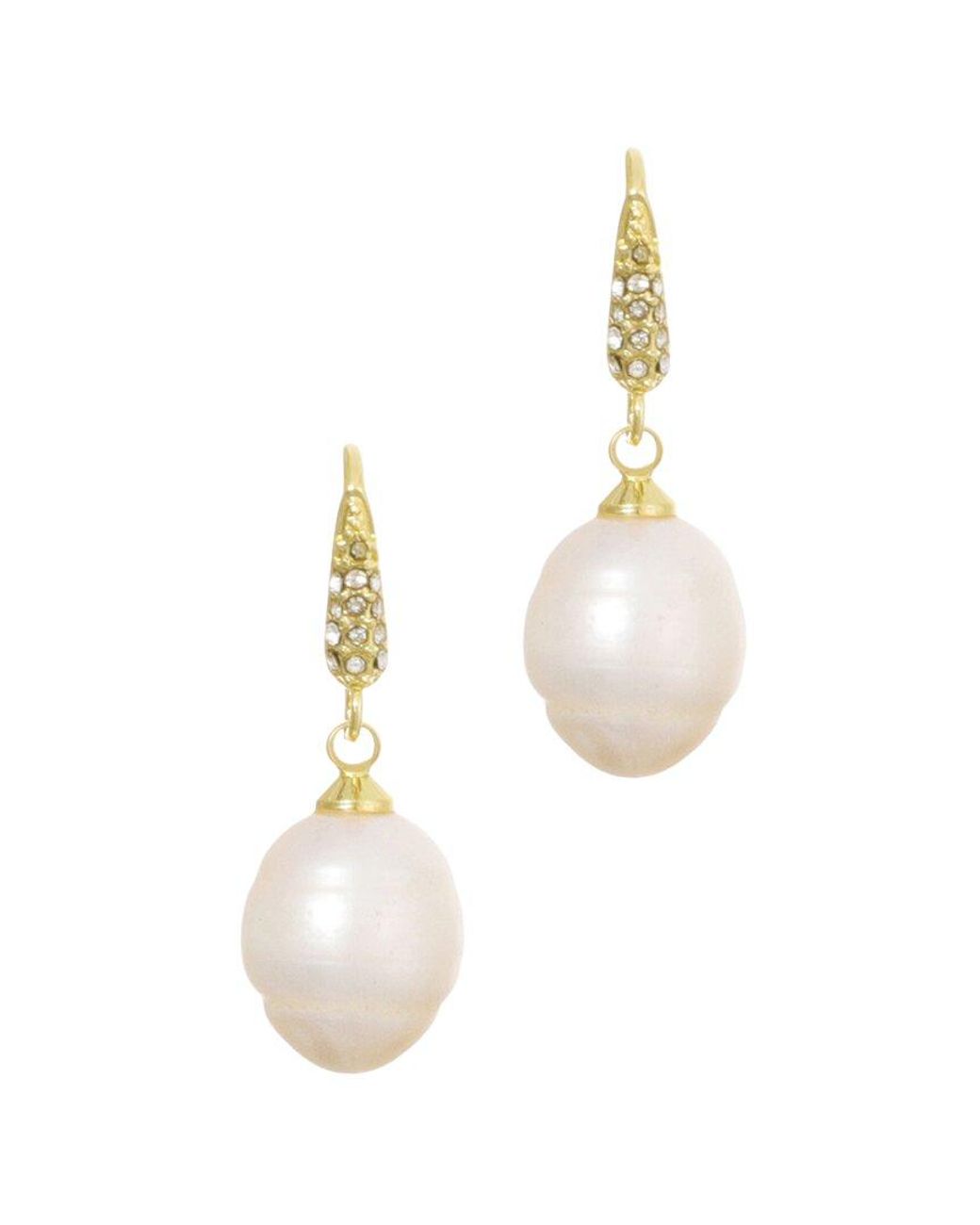 Adornia Metallic 14K Plated Freshwater Pearl Cz Drop Earrings