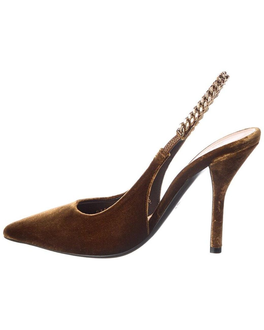 Gucci Brown Signoria 100 Velvet Slingback Pump
