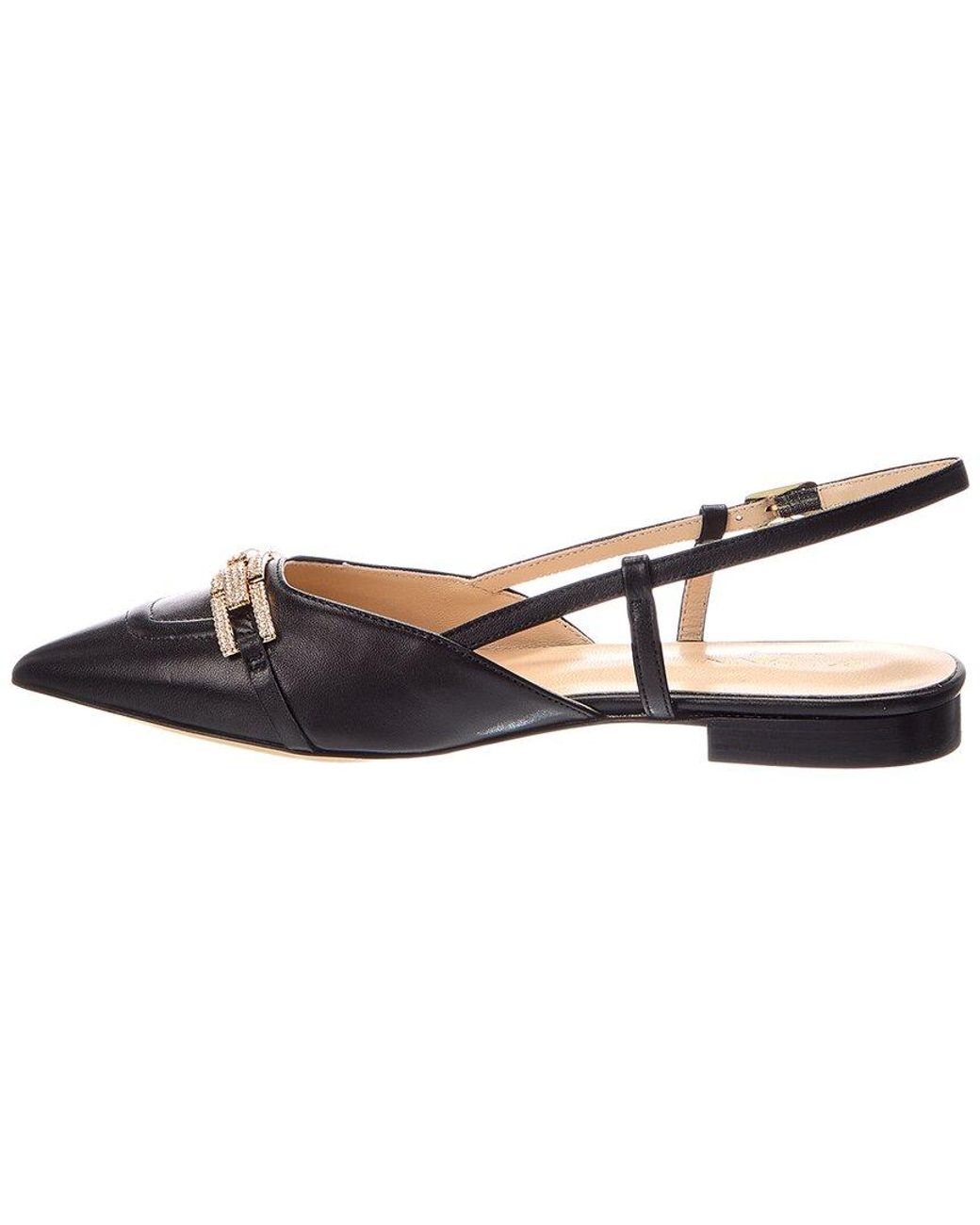 Baldinini Brown Leather Slingback Flat