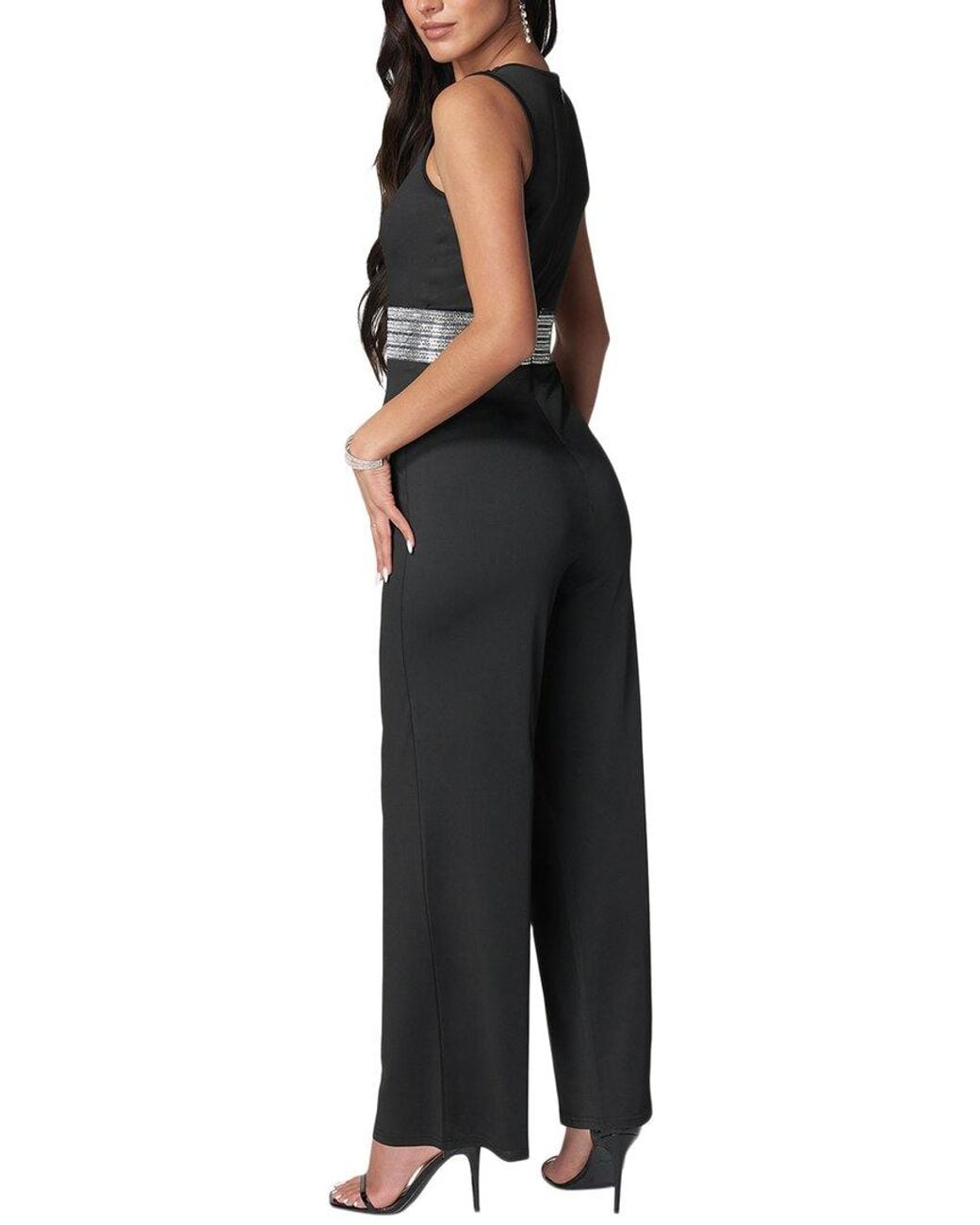 Bebe Black Embellished Wide Leg Jumpsuit