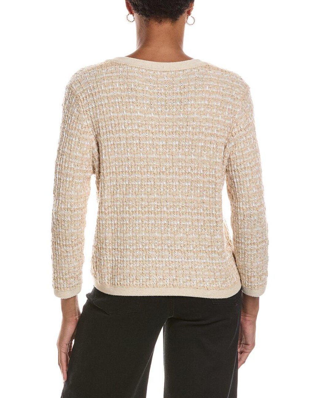 Autumn Cashmere Natural Cropped Texture Stitch V-Neck Jacket