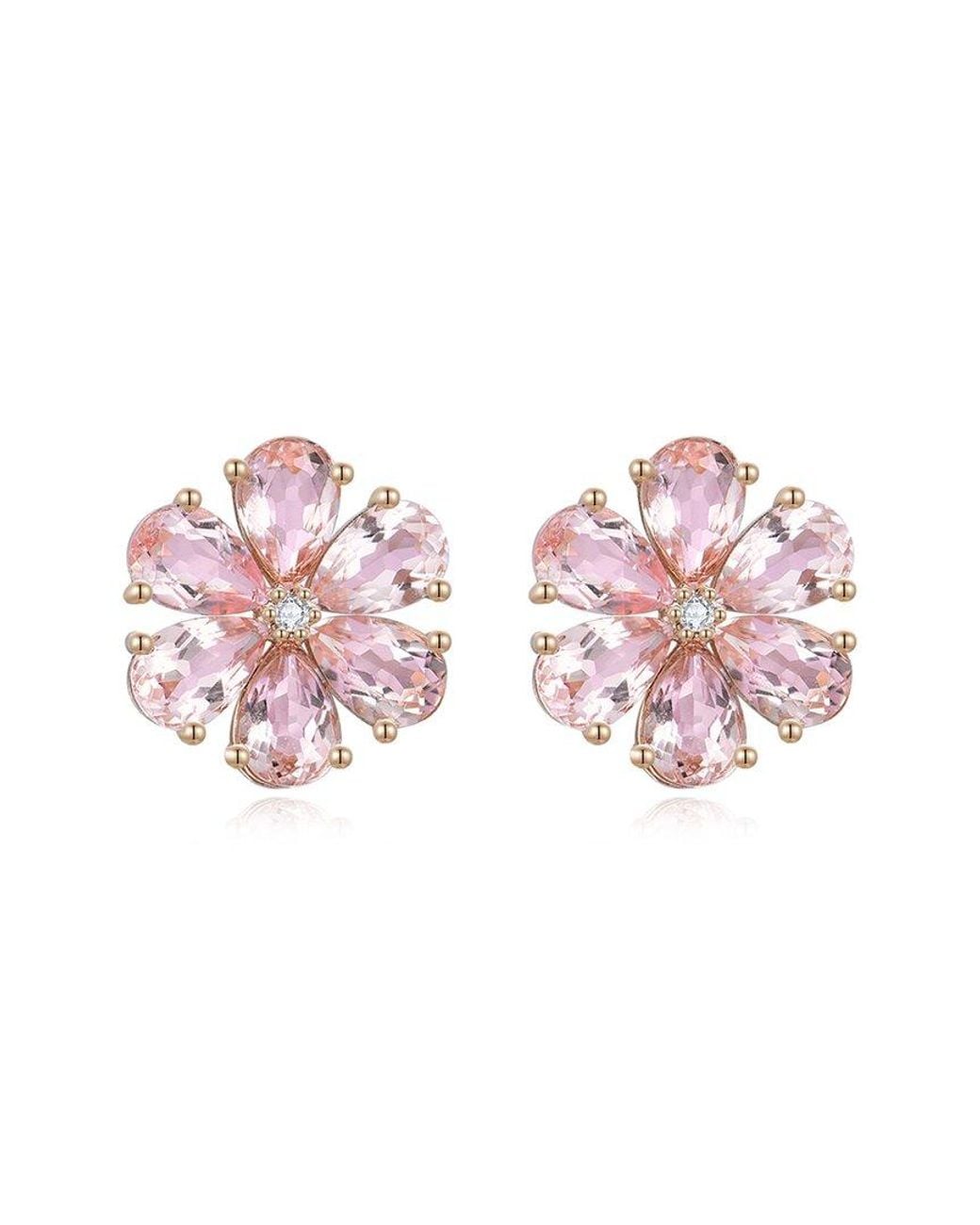 Nina Zhou Jewelry Pink 14K 4.85 Ct. Tw. Diamond & Morganite Stud Earrings