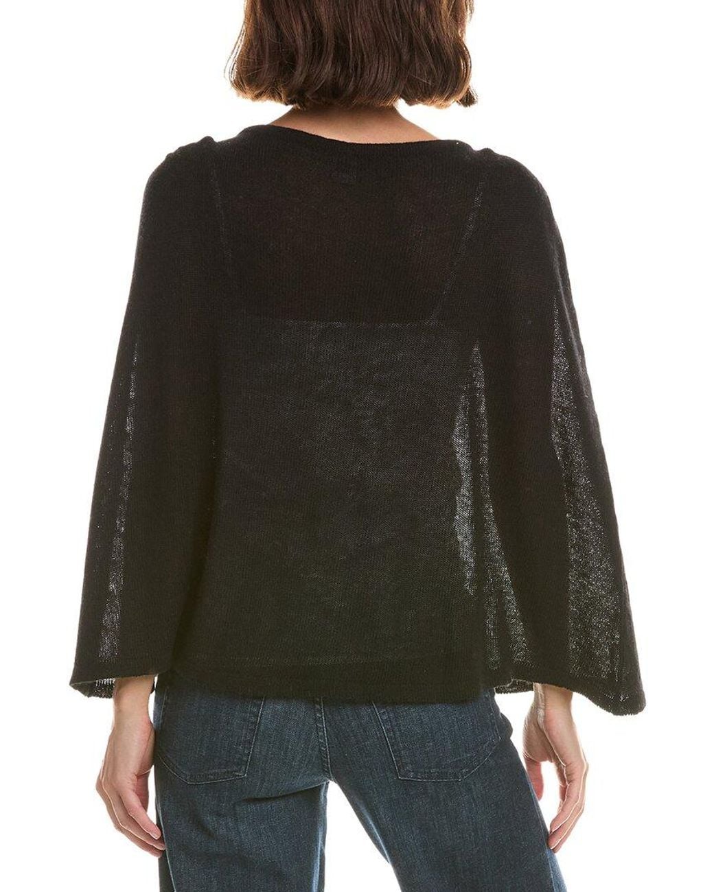 Portolano Black Crystals Wool & Cashmere-Blend Poncho