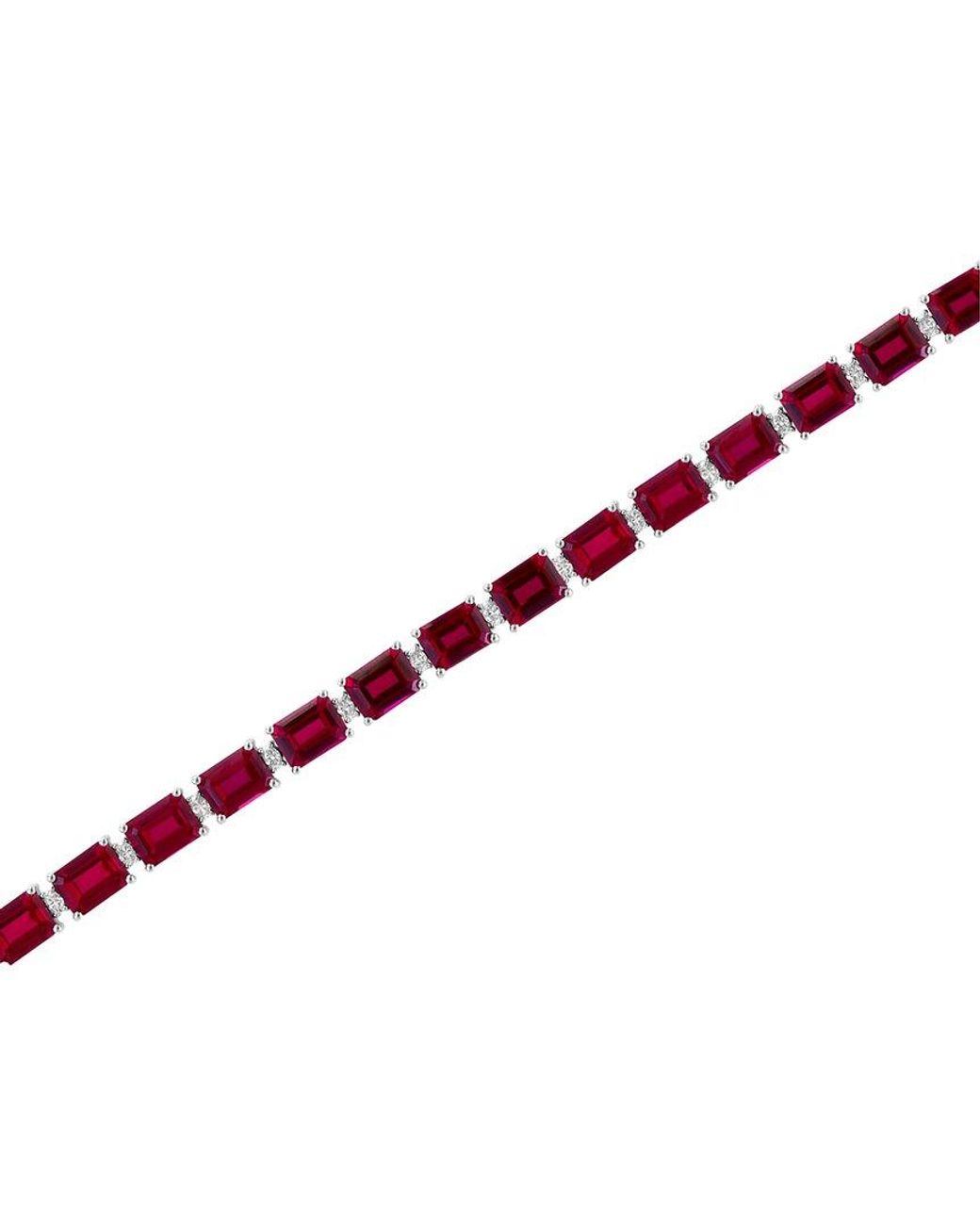 Effy Fine Jewelry Metallic 14K 30.07 Ct. Tw. Lab-Grown Diamond & Lab-Grown Ruby Bracelet