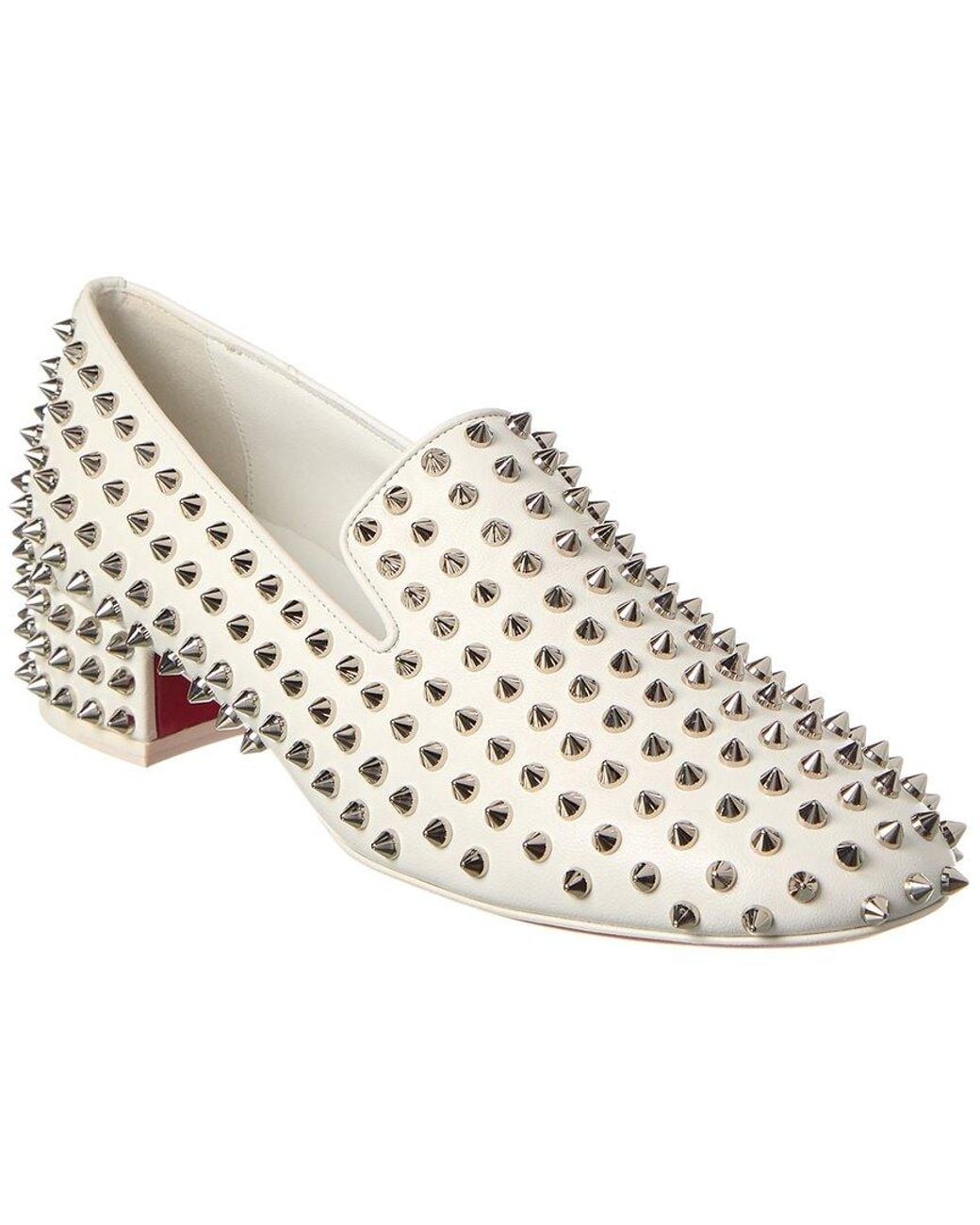 Christian Louboutin White Spikeasy 30 Leather Loafer