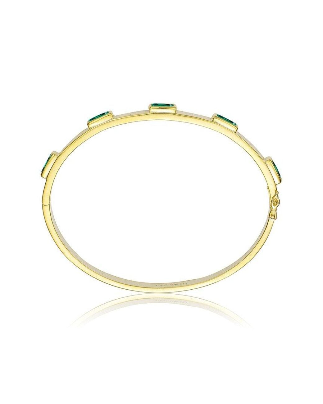 Rachel Glauber Metallic 14k Plated Cz Bangle Bracelet