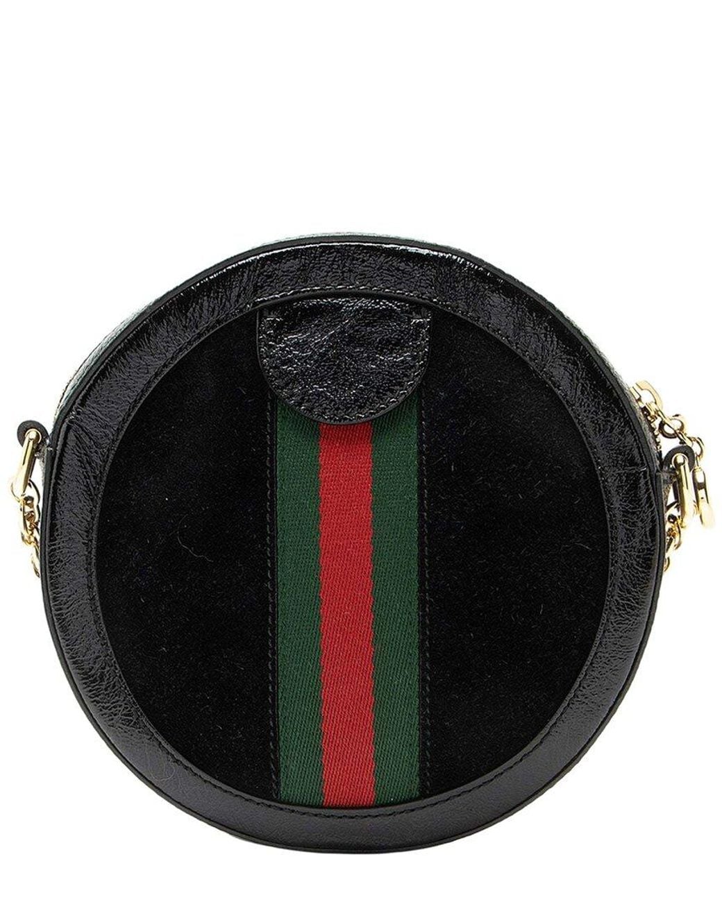 Gucci Black Suede Ophidia Round Mini Shoulder Bag (authentic Pre-loved)