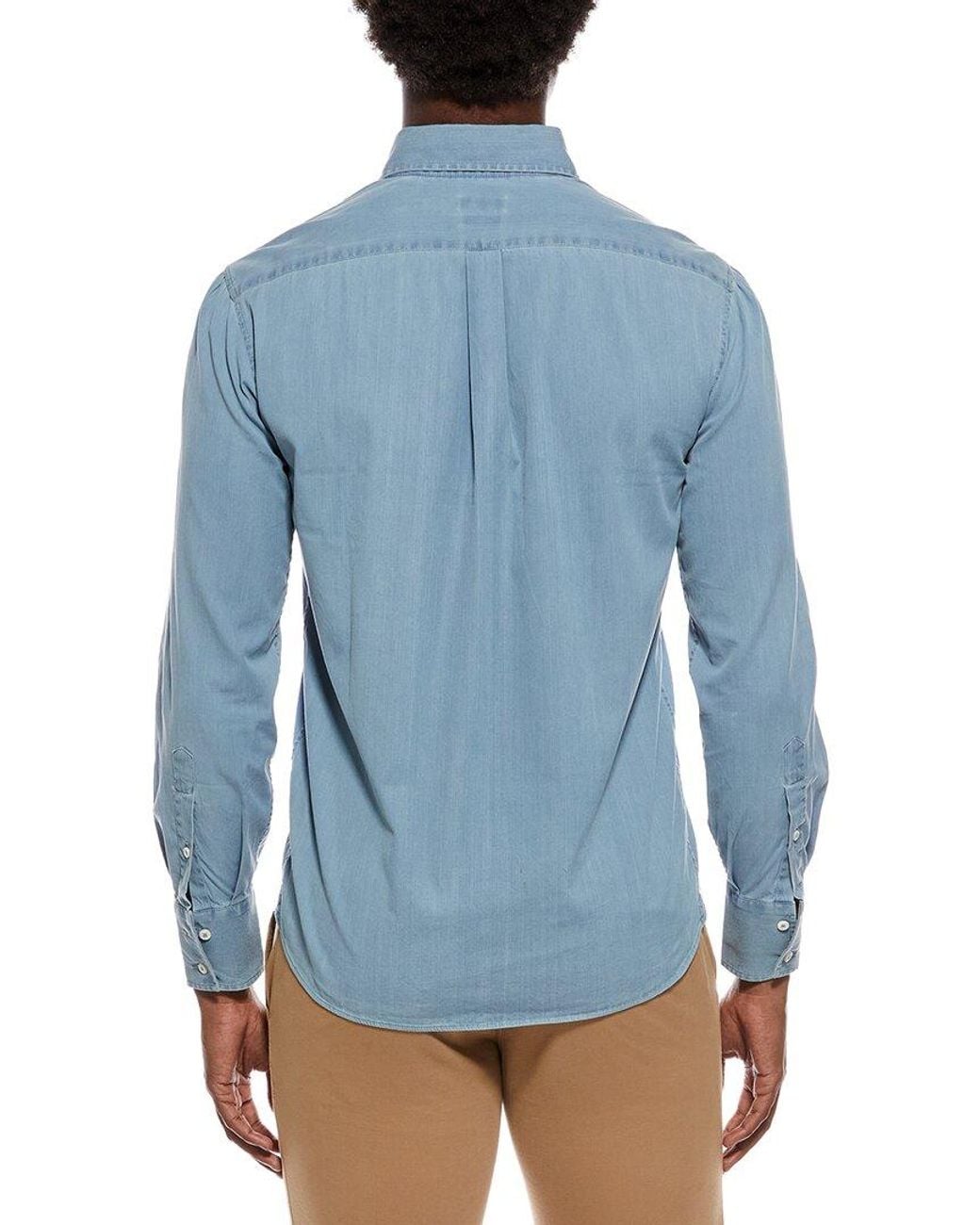 Brunello Cucinelli Blue Brushed Shirt for men