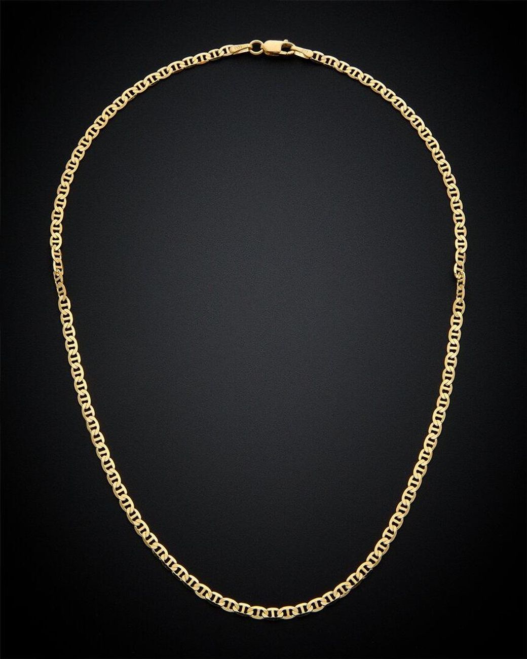 Italian Gold Black 14k Mariner Link Necklace