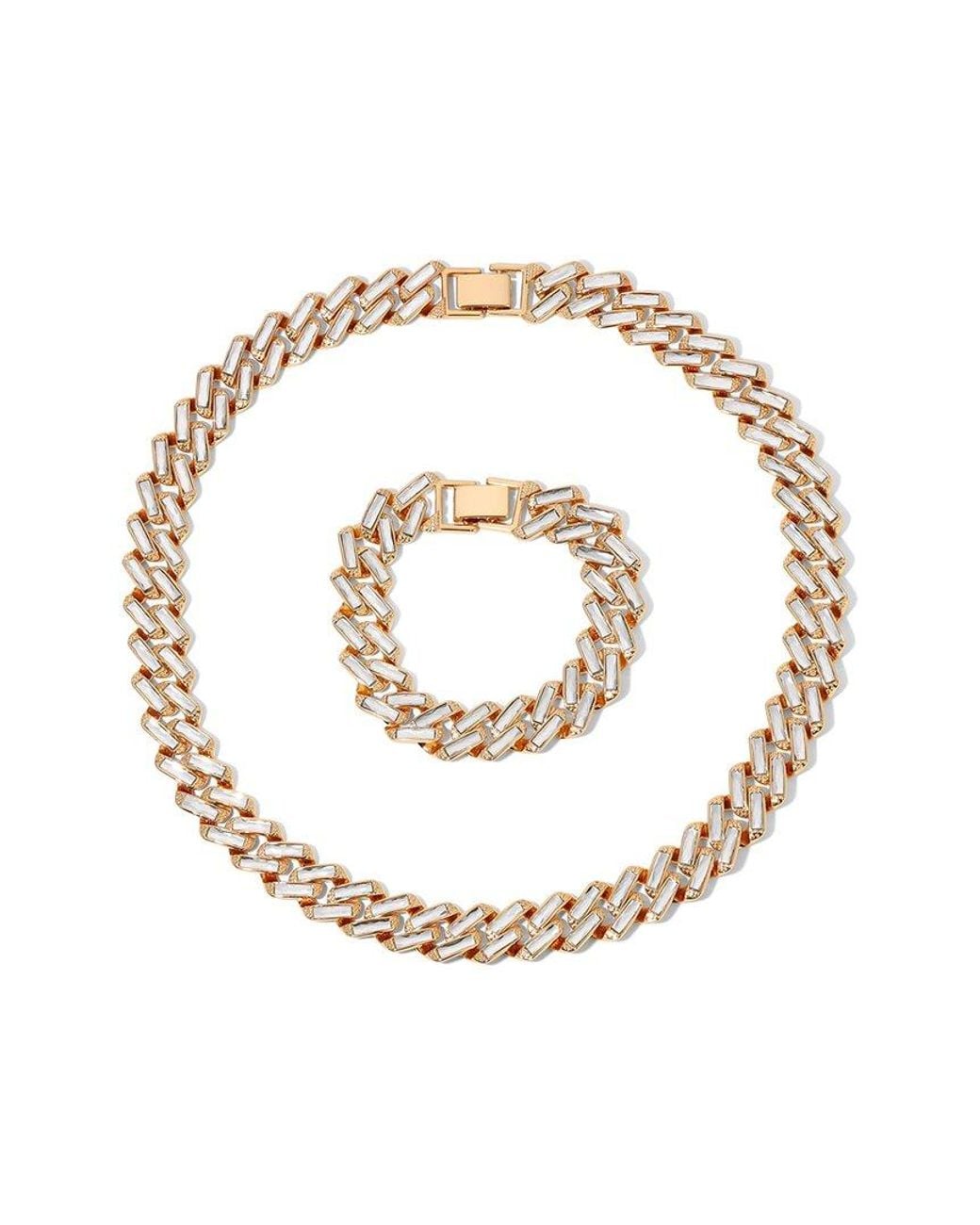Eye Candy LA Metallic Cz Necklace & Bracelet Set