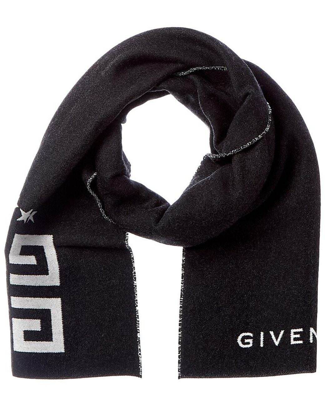 Givenchy Black 4G Reversible Wool & Silk-Blend Scarf for men