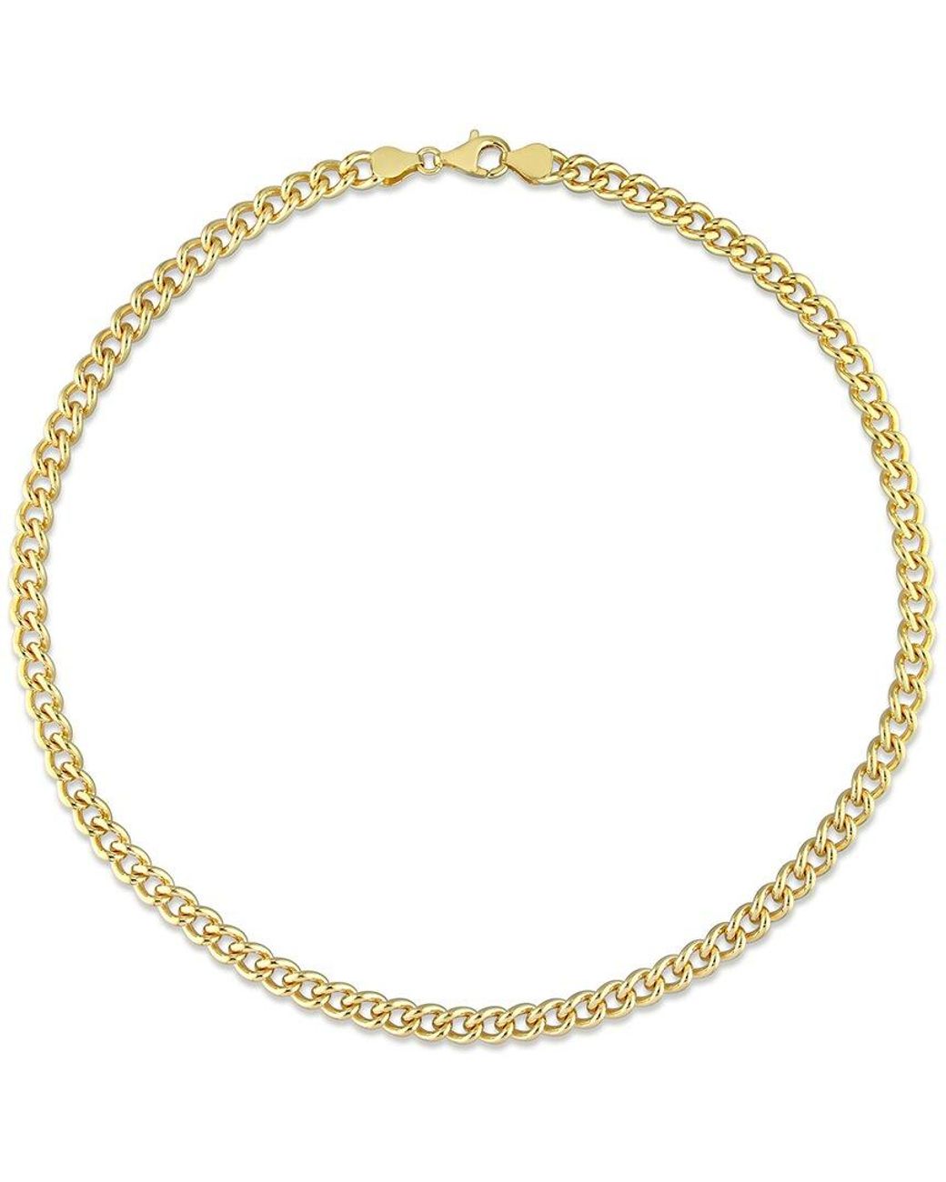 Italian Silver Metallic 18K Over Curb Link Chain Necklace