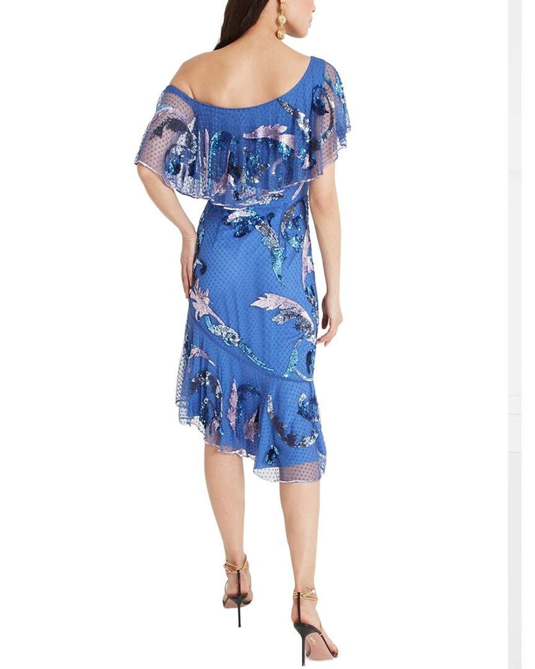 Temperley London Blue Novella Silk-Blend Dress