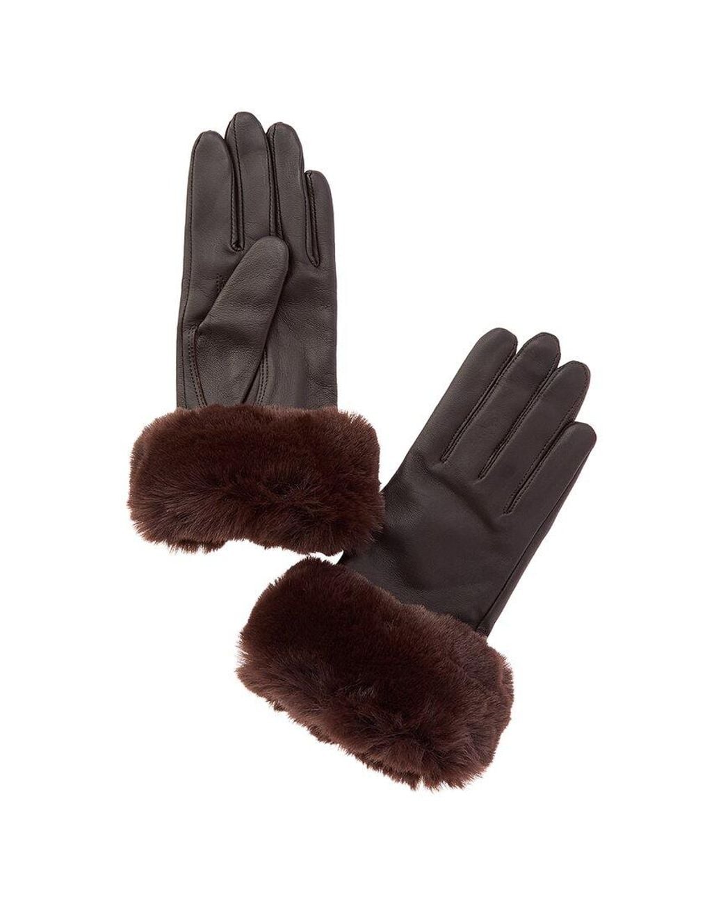 Phenix Brown Cashmere-Lined Leather Gloves