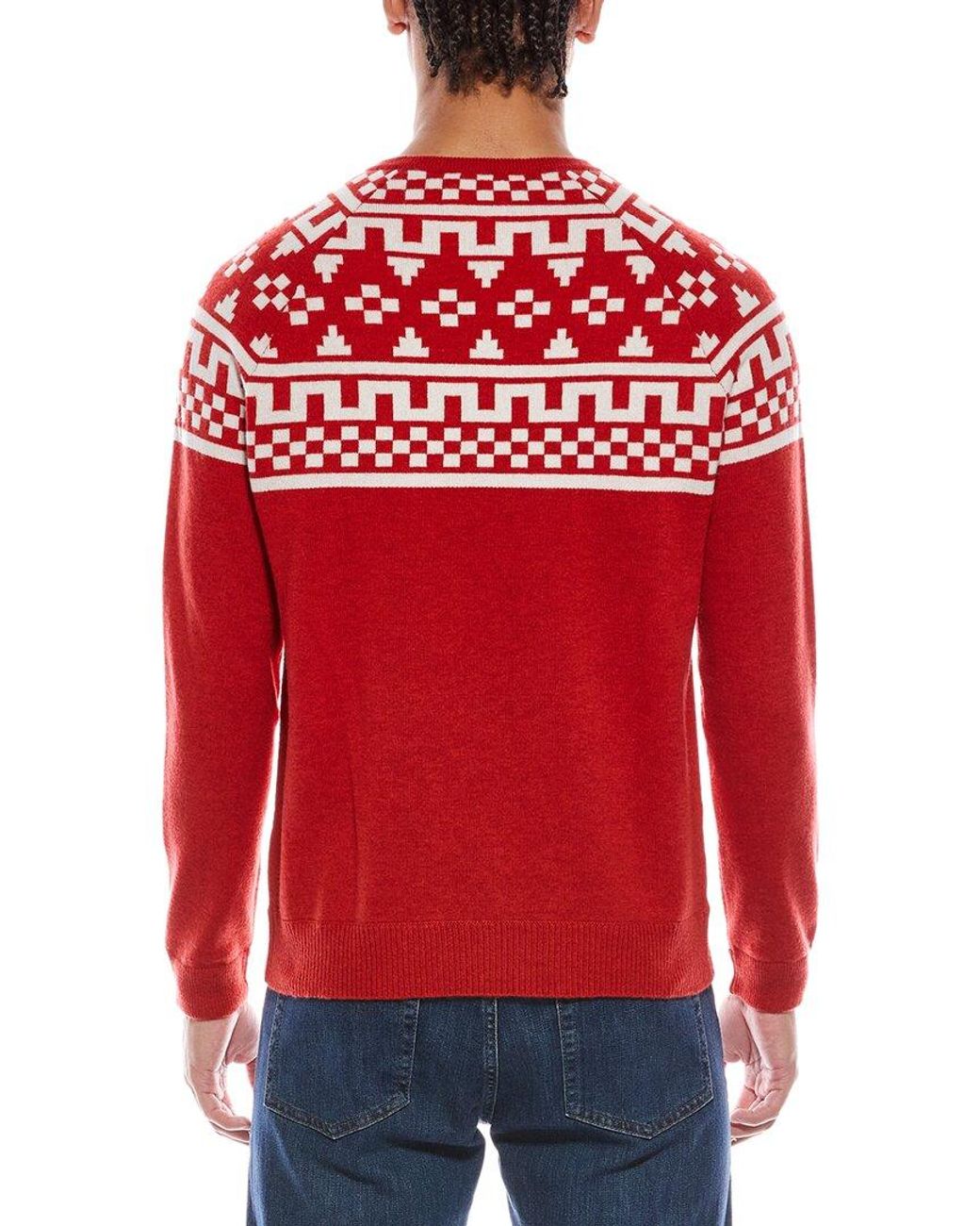 Brodie Cashmere Red Fairisle Wool & Cashmere-Blend Crewneck Sweater for men