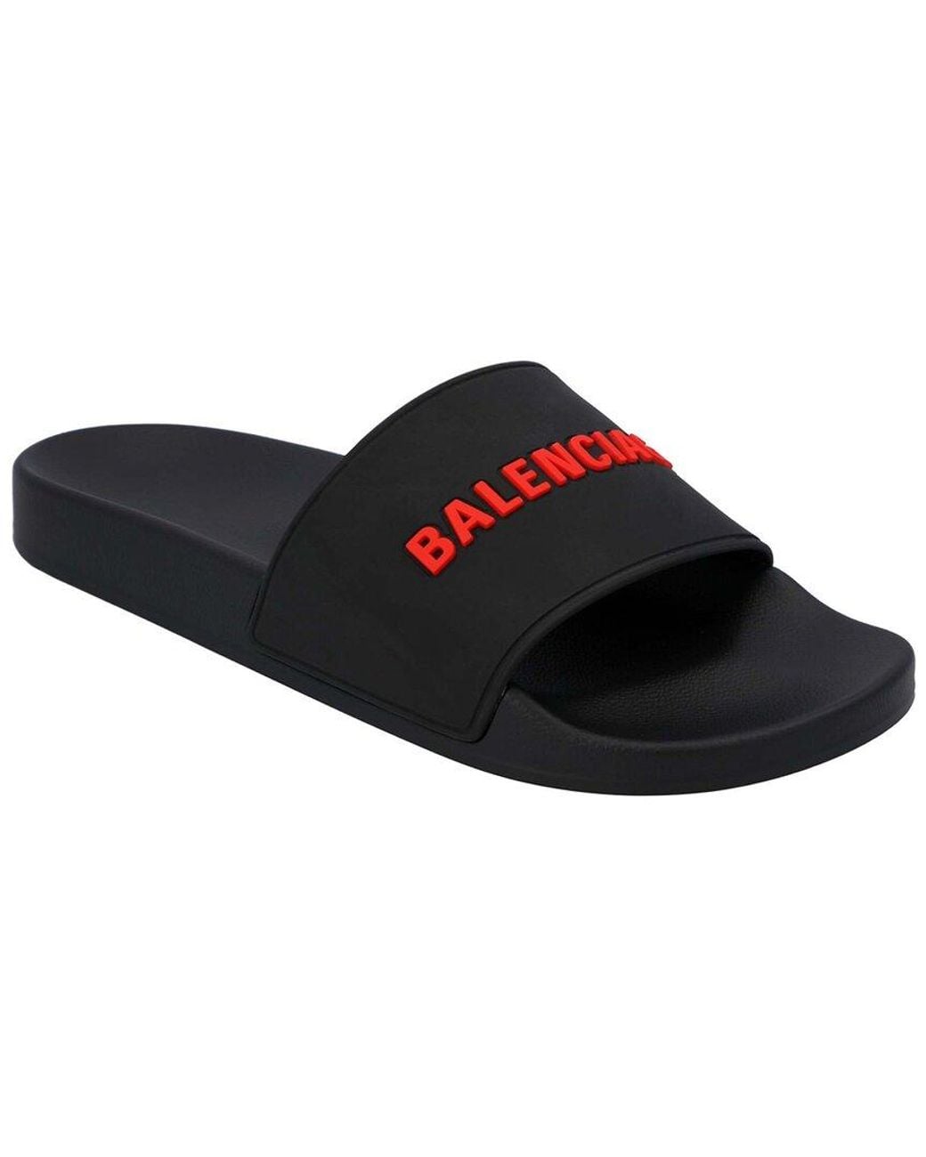 Balenciaga Black Polyurethane Logo Band Rubber Slide (Authentic Pre-Loved) for men