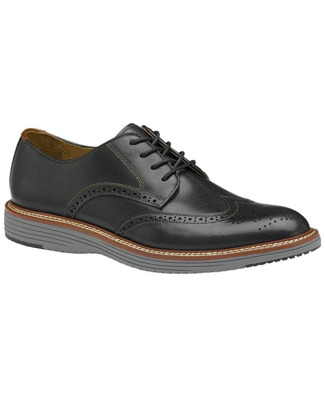 Johnston & Murphy Black Upton Wingtip Leather Oxford for men