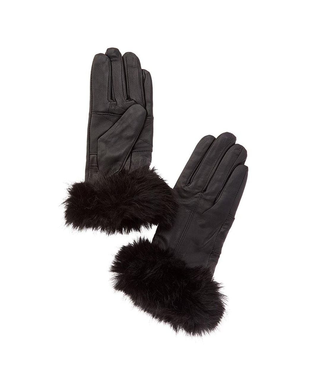 Surell Black Accessories Pieced Leather Gloves