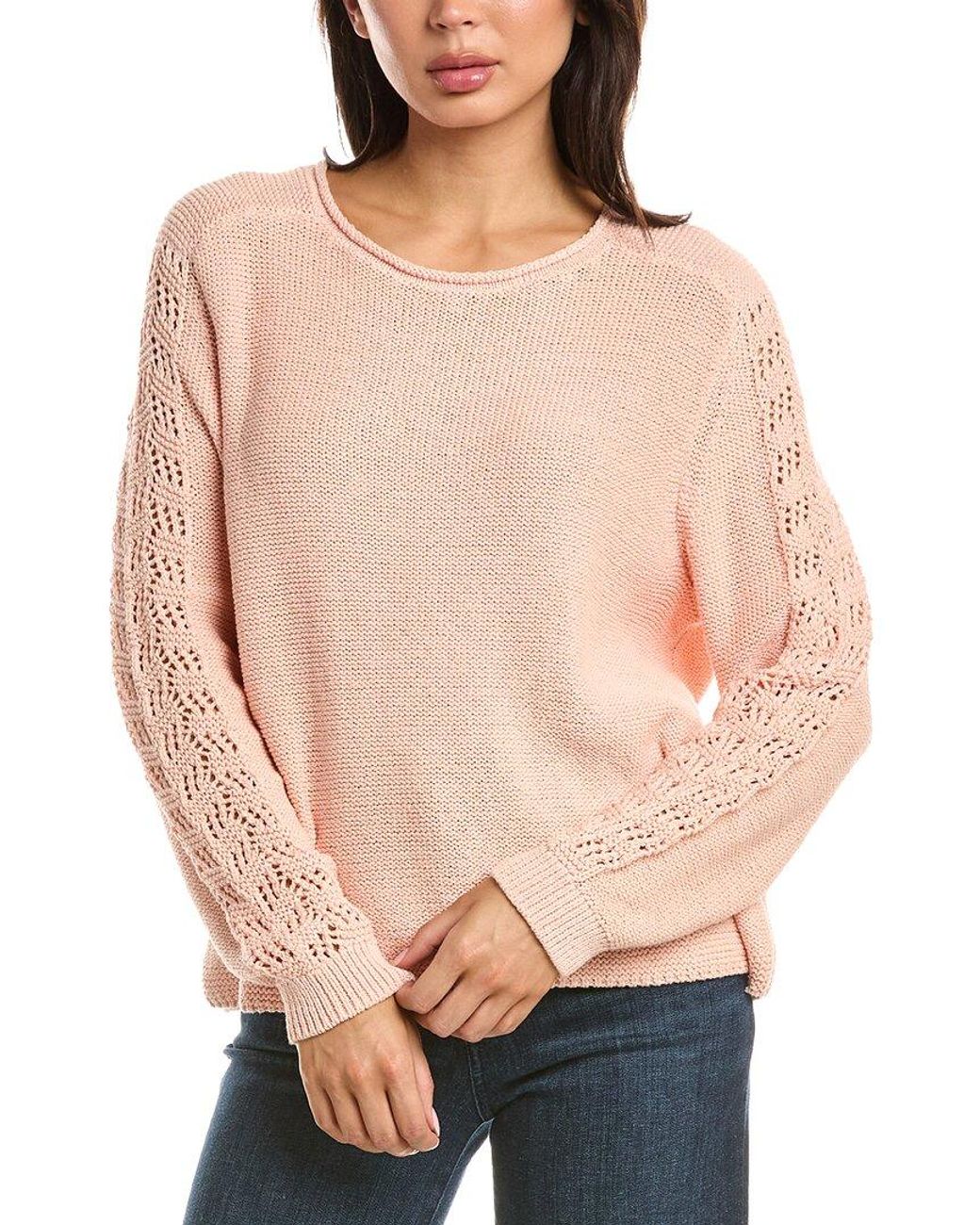 NIC+ZOE Natural Crochet Crimpy Cord Sweater