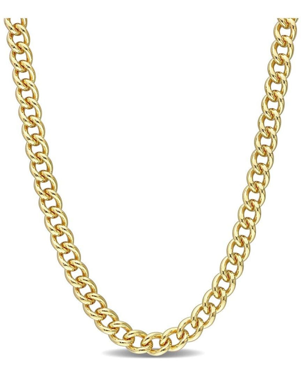 Italian Silver Metallic 18K Over Curb Link Chain Necklace