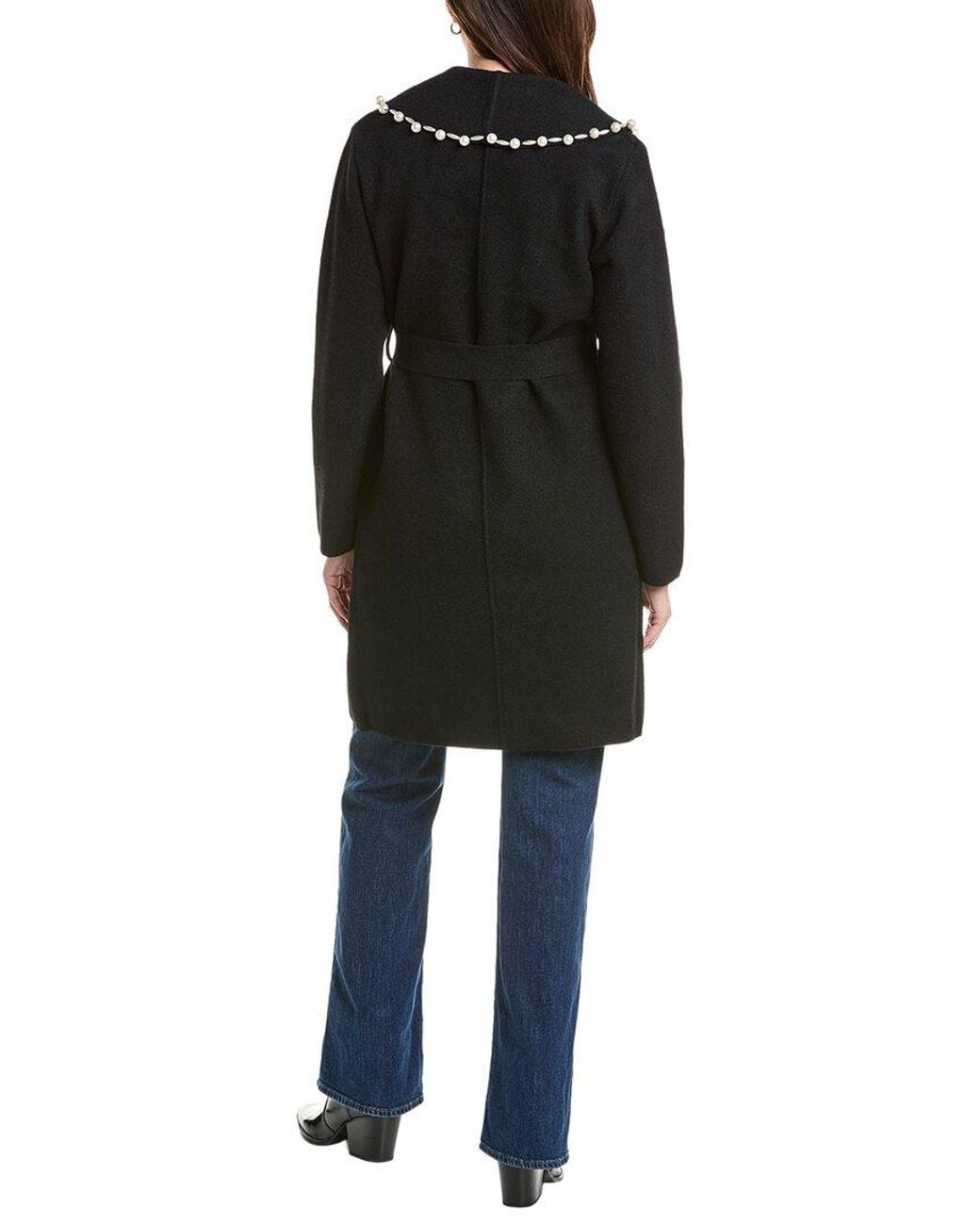 NVLT Black Longline Wrap Eyelash Coatigan