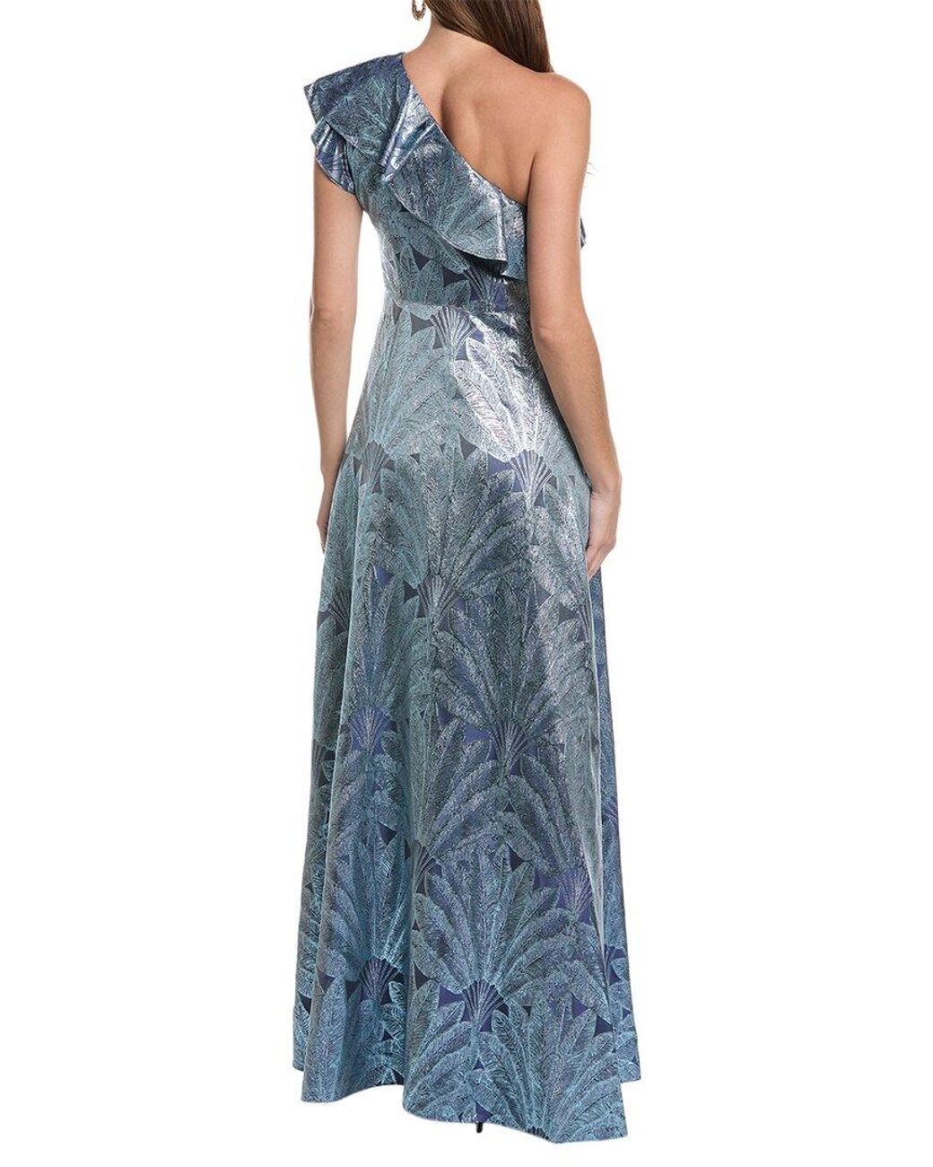 Aidan Mattox Blue One-Shoulder Ball Gown