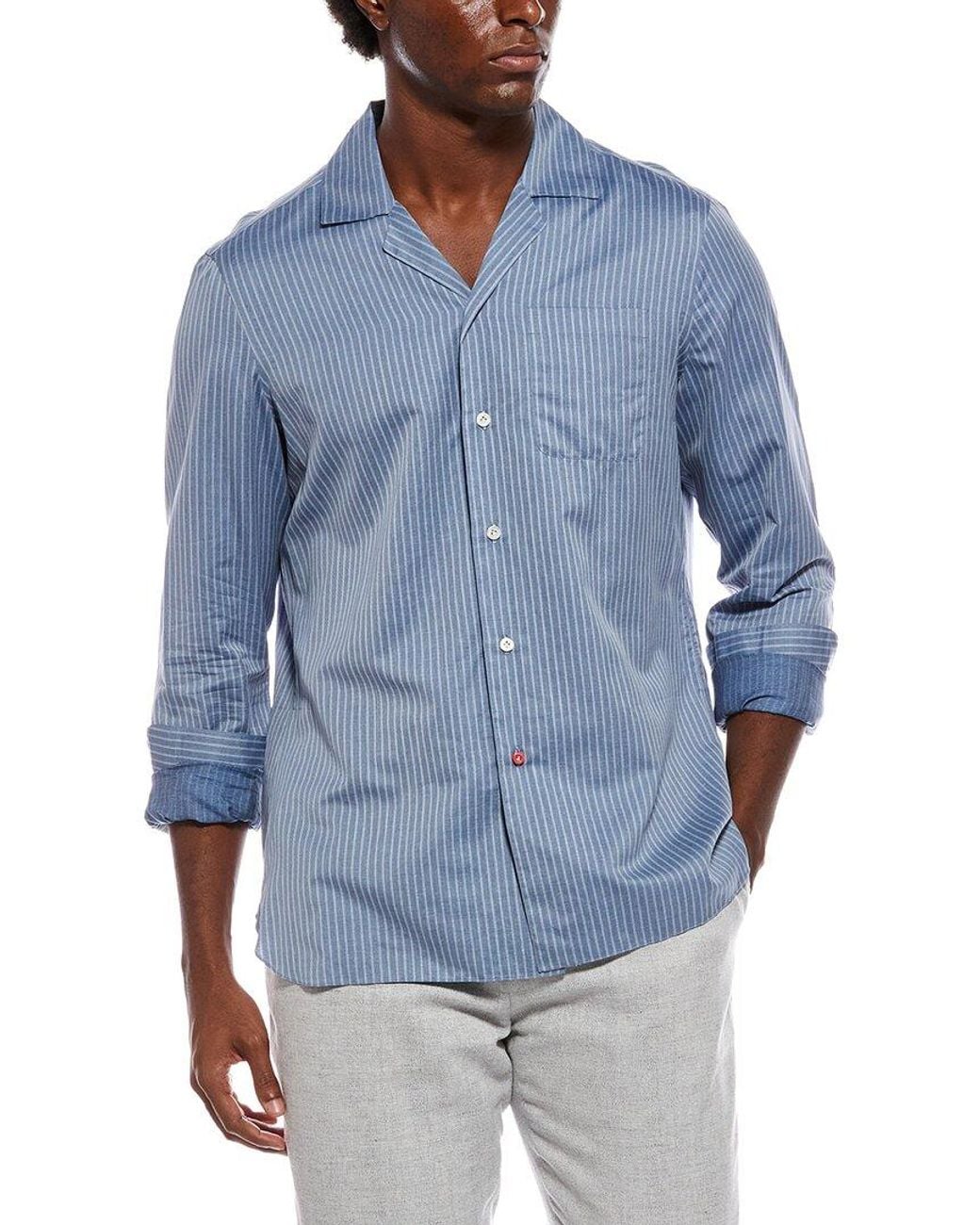 Isaia Blue Sport Shirt for men